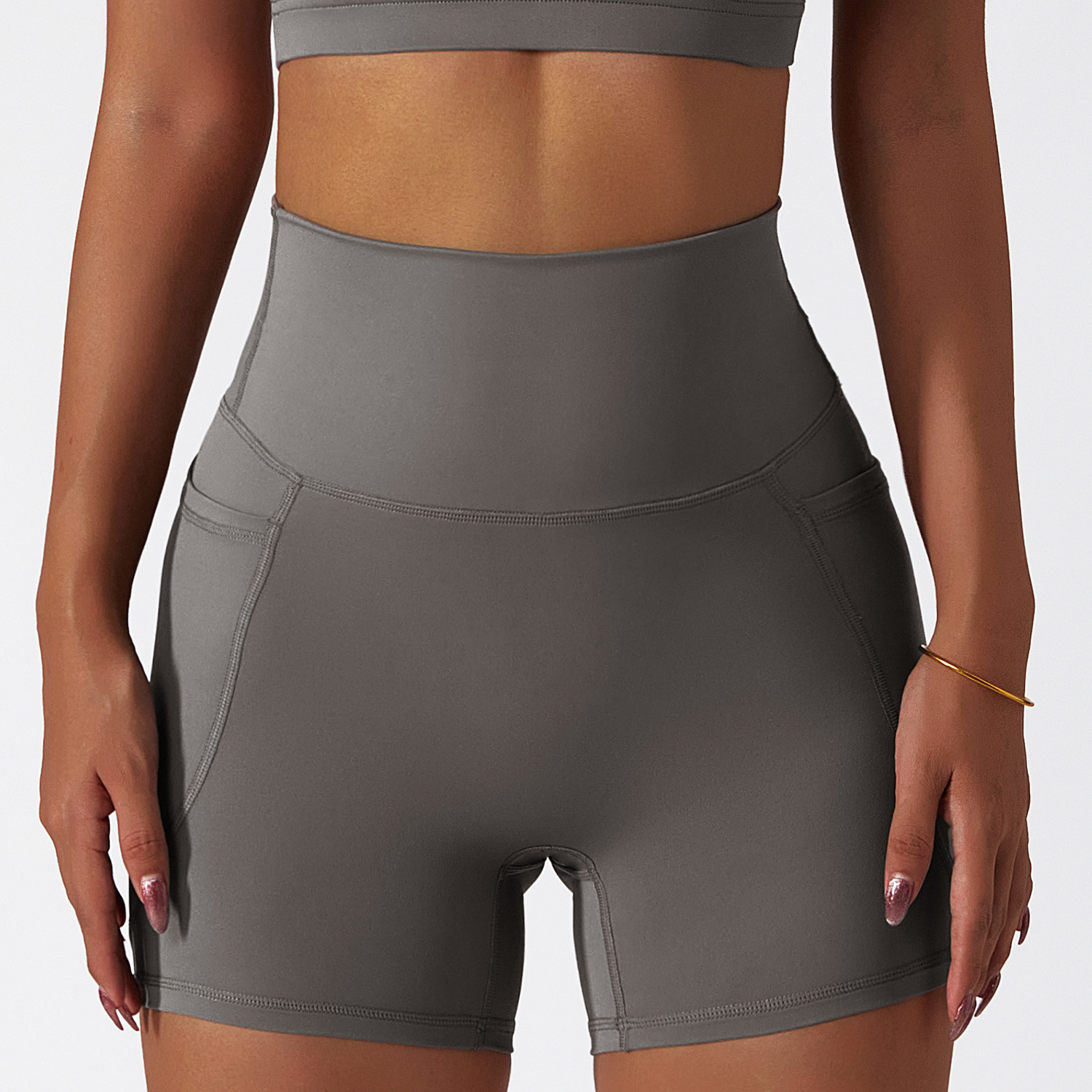 Side Pockests Soft Material Yoga Shorts 6425