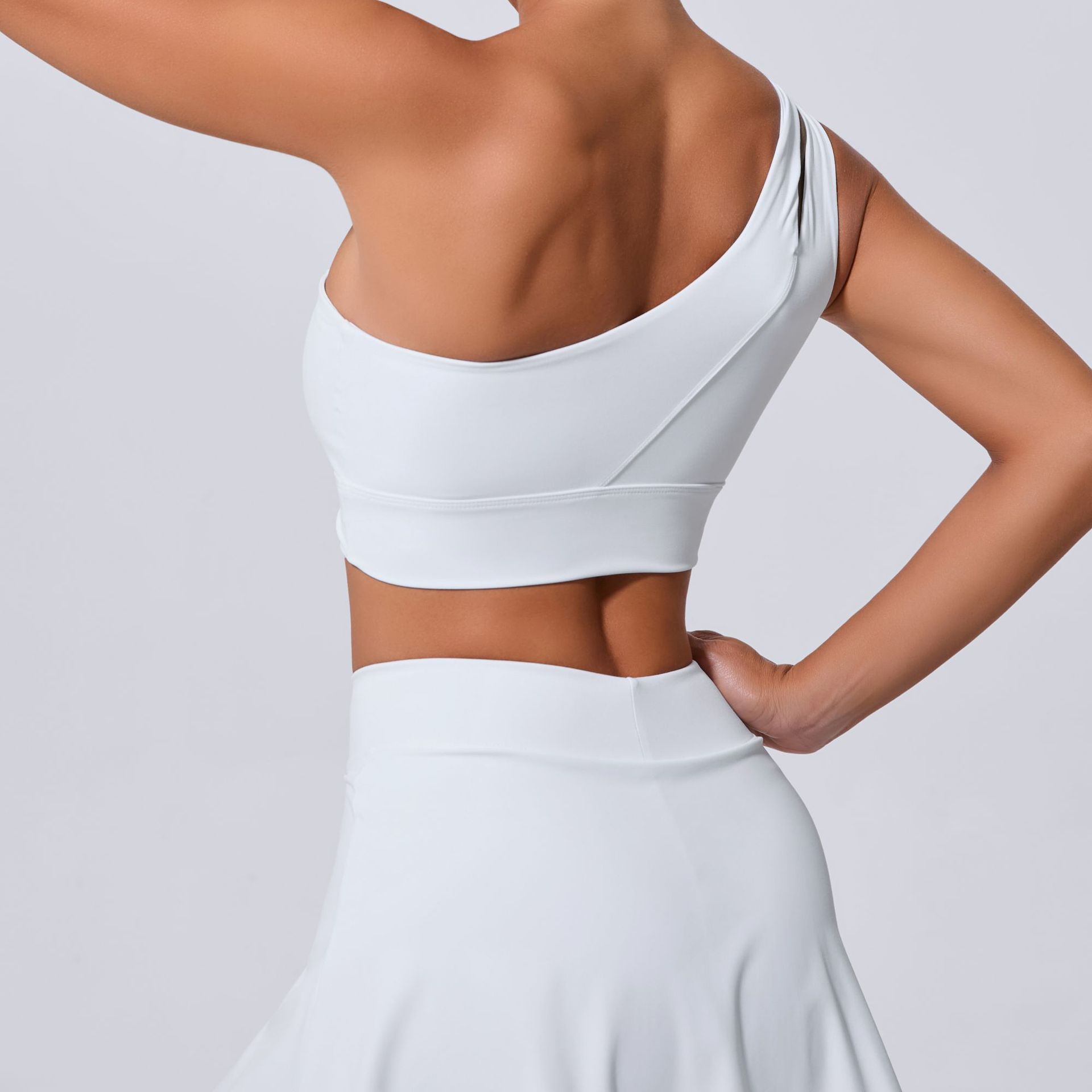 High Resilience One Shoulder Quick Dry Sports Gym Bra QS7006