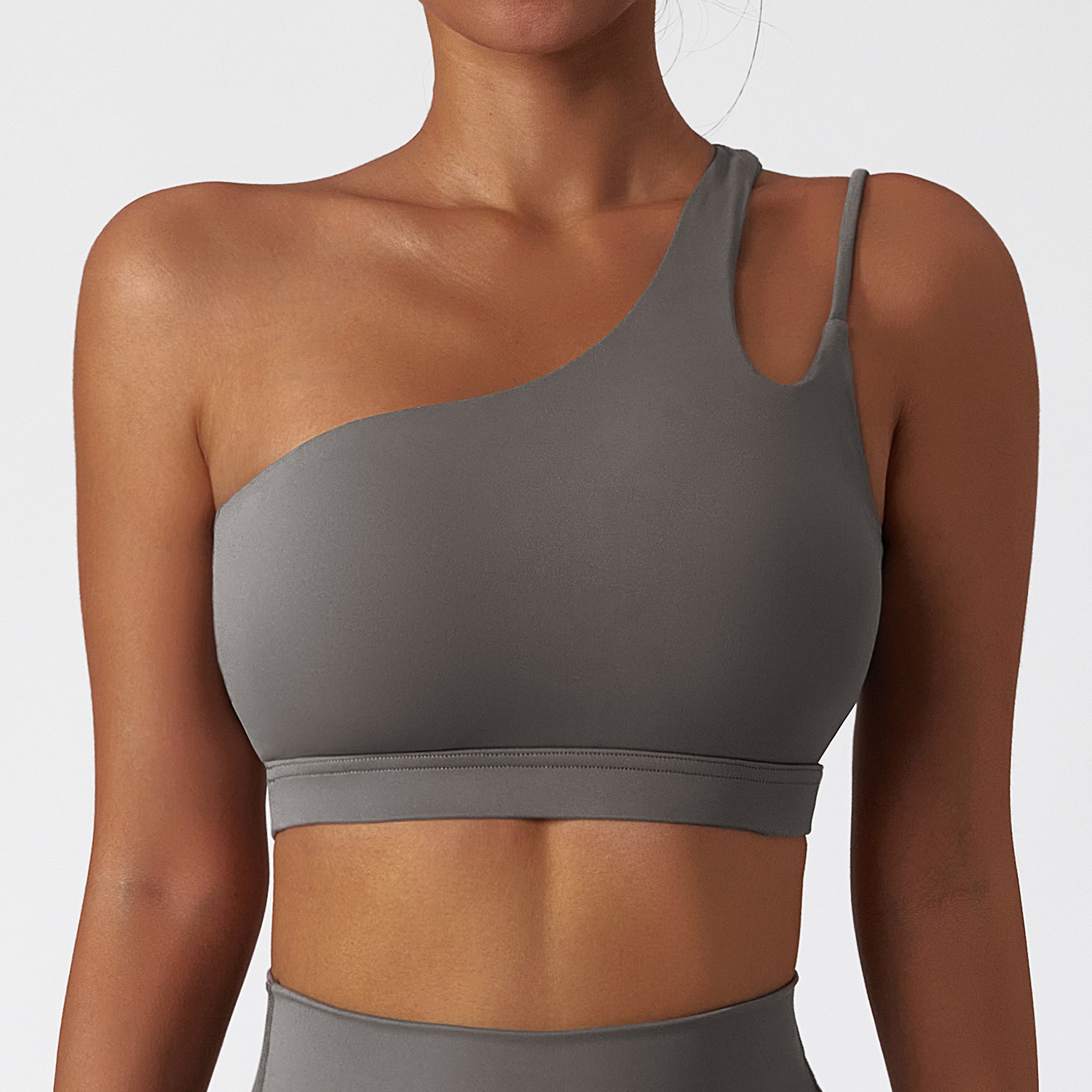 One Shoulder Soft Material Yoga Bra 6425