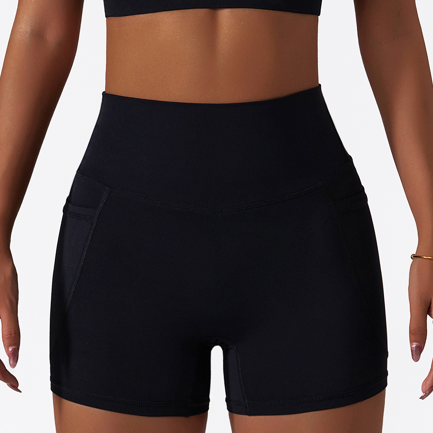 Side Pockests Soft Material Yoga Shorts 6425