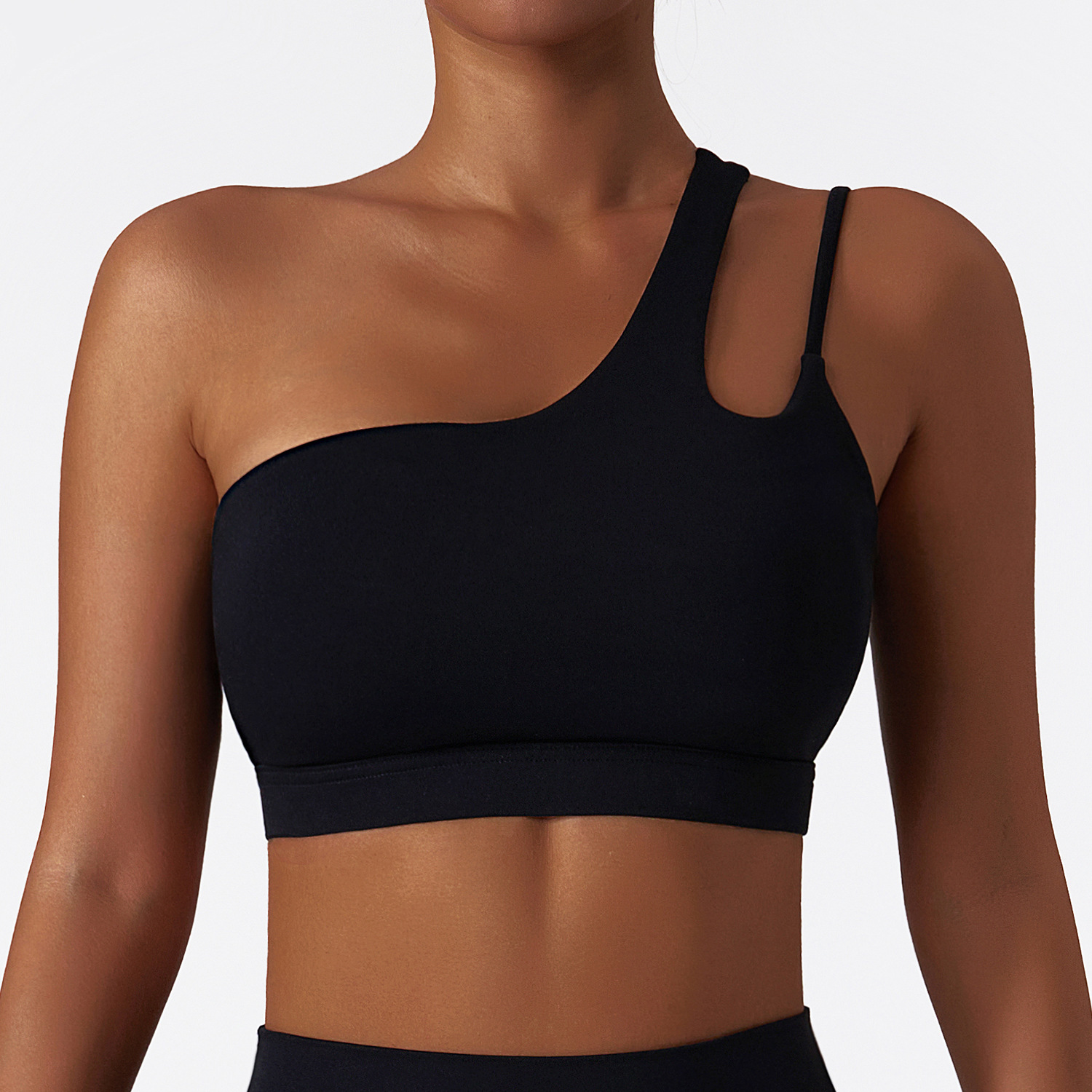 One Shoulder Soft Material Yoga Bra 6425
