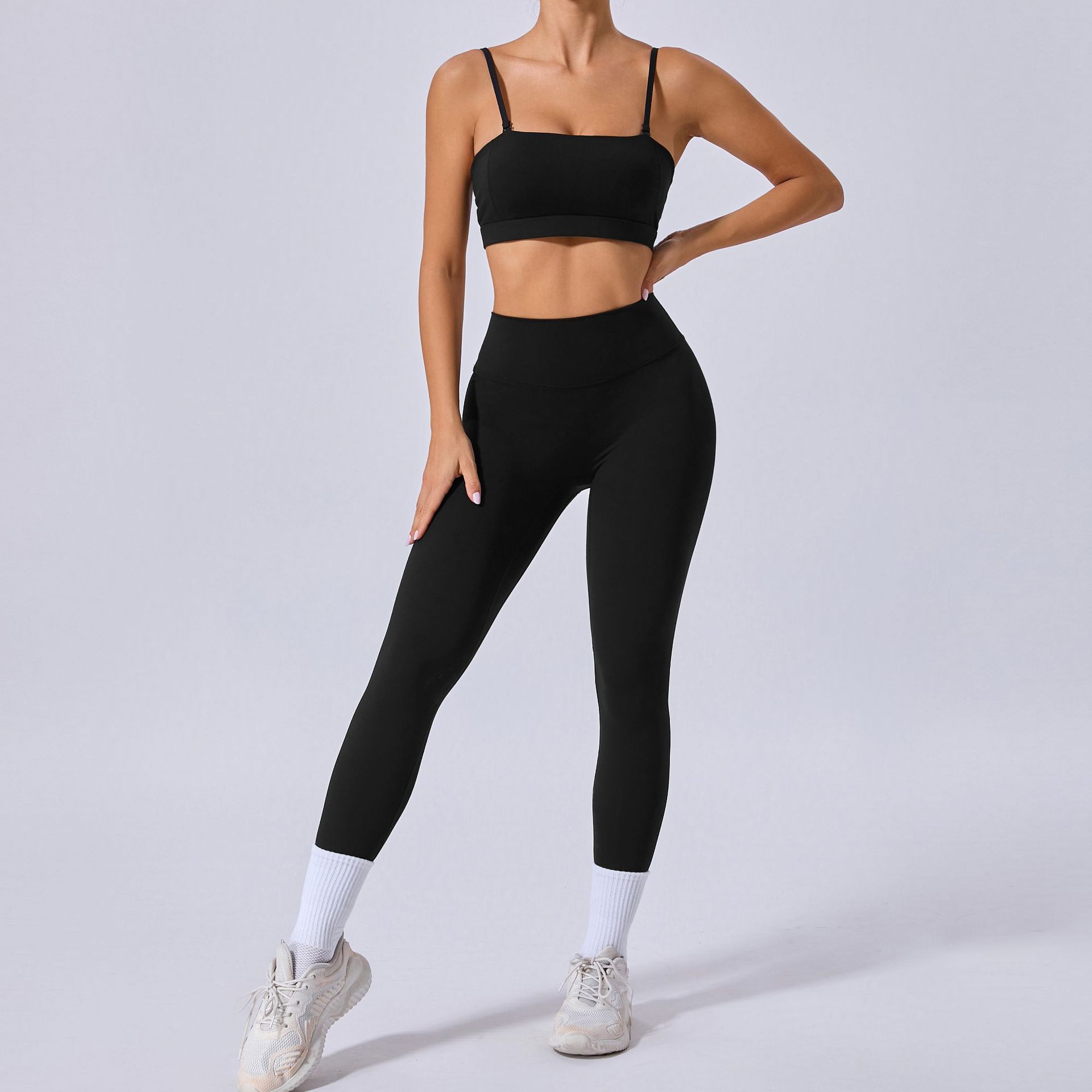 Brushed Tight Backless Sports Bra And Pants Suit  QS31462+13760