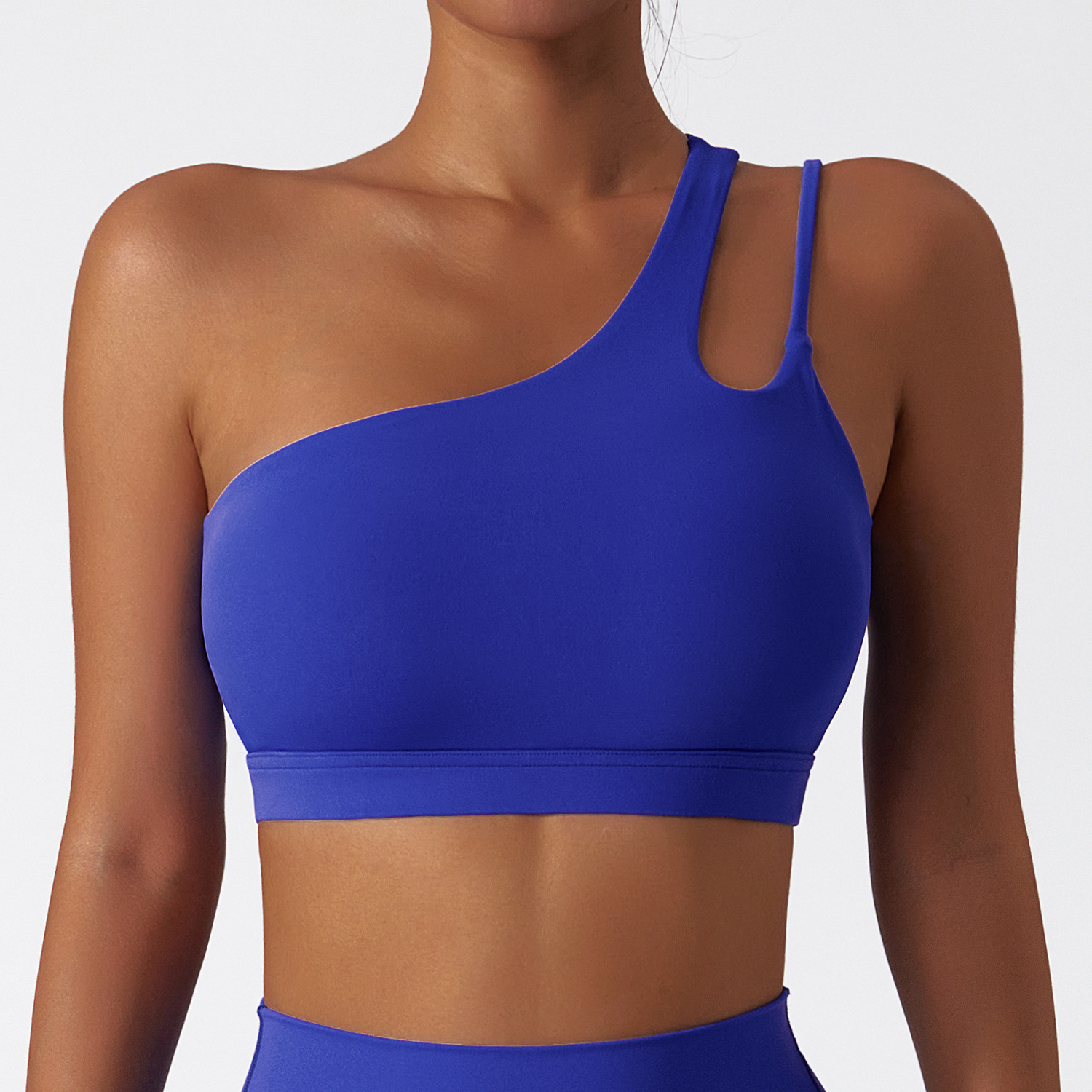 One Shoulder Soft Material Yoga Bra 6425