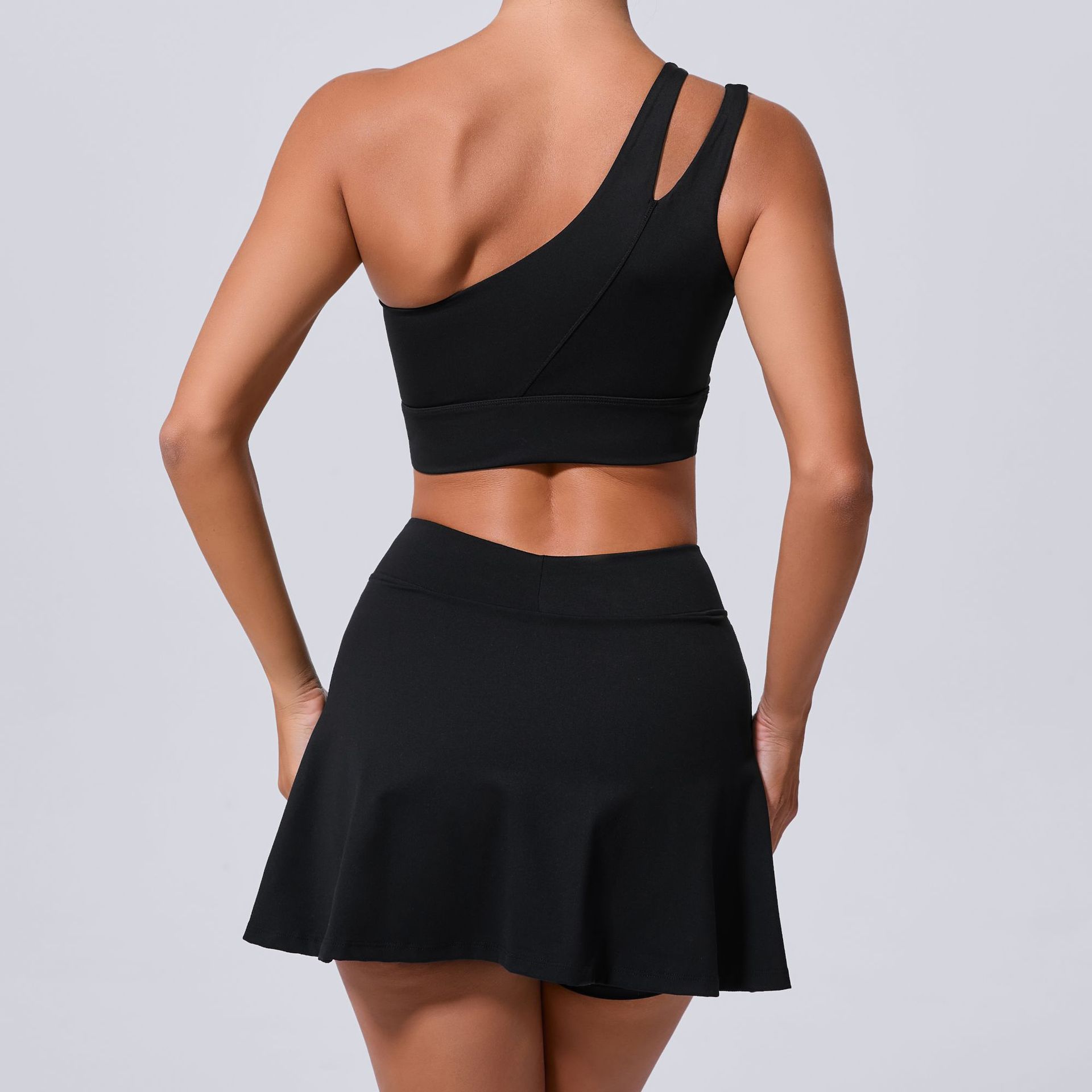 High Resilience One Shoulder Quick Dry Sports Gym Bra QS7006