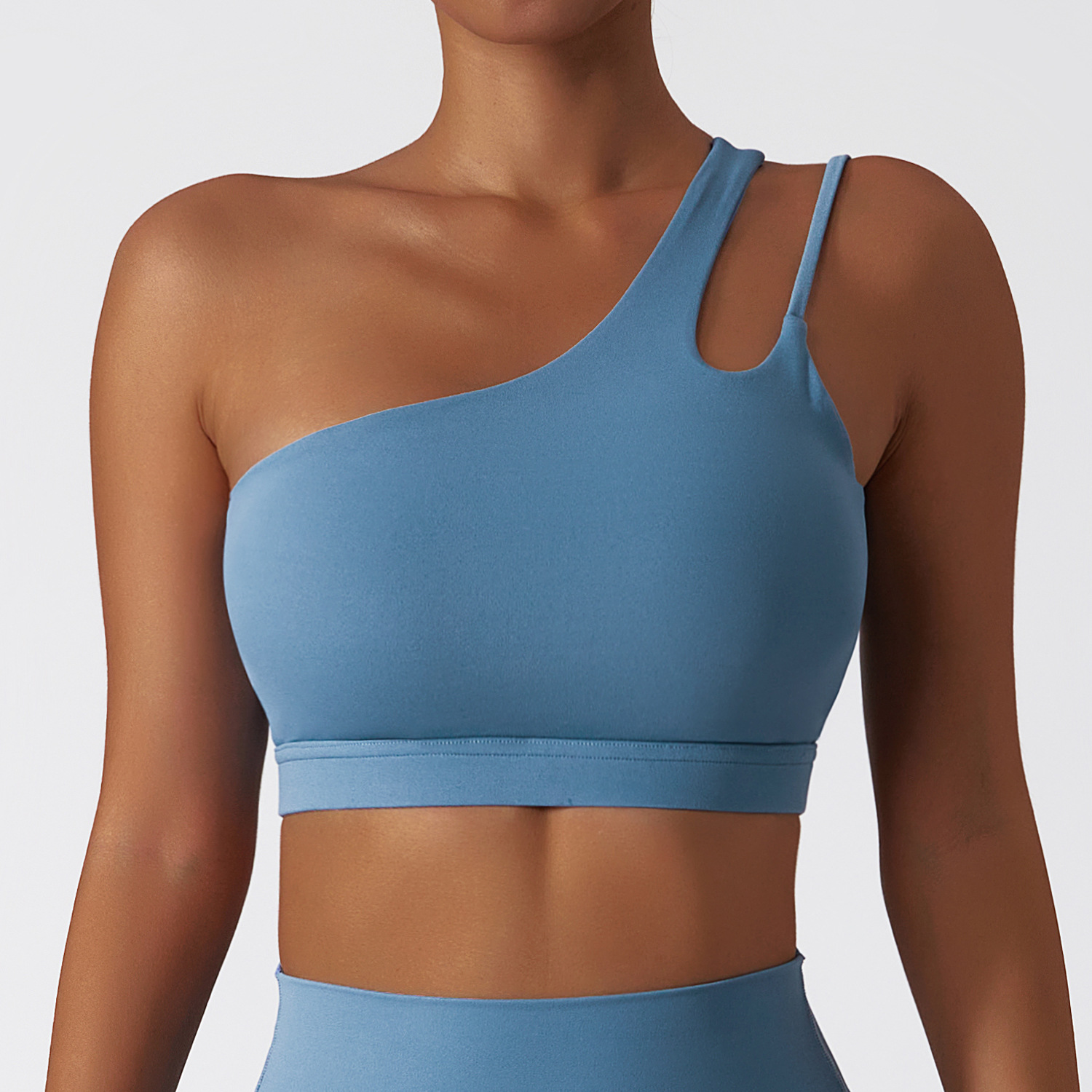 One Shoulder Soft Material Yoga Bra 6425