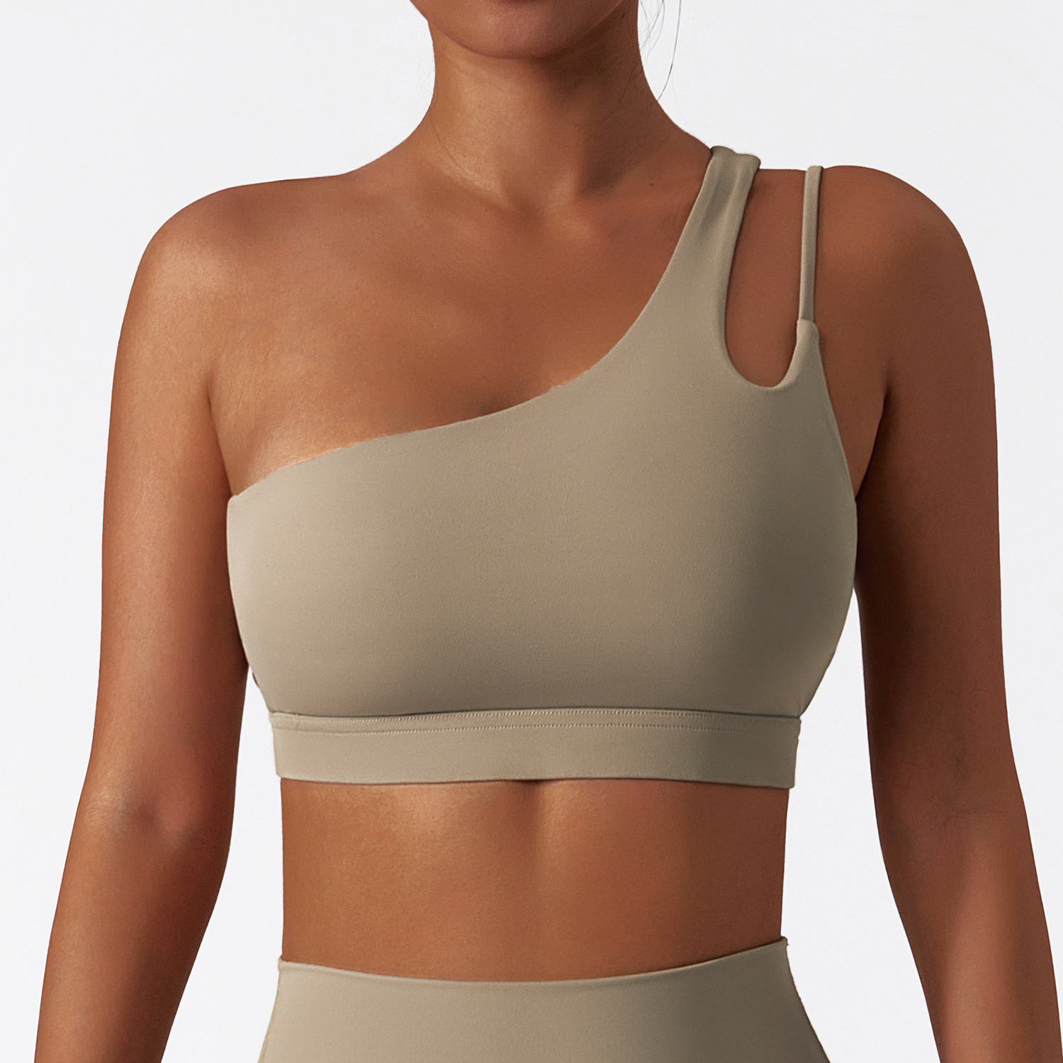 One Shoulder Soft Material Yoga Bra 6425