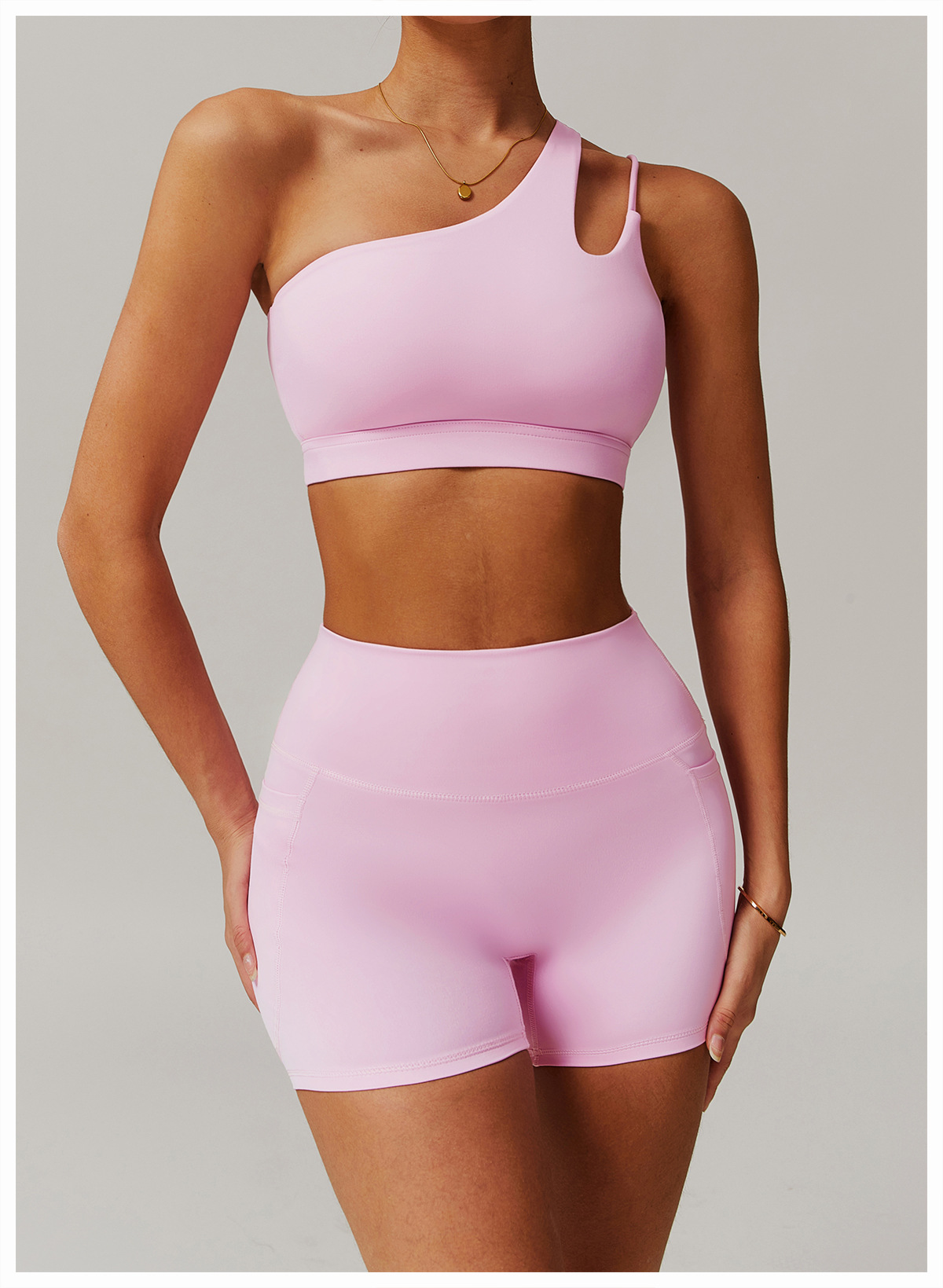 One Shoulder Soft Material Yoga Bra 6425