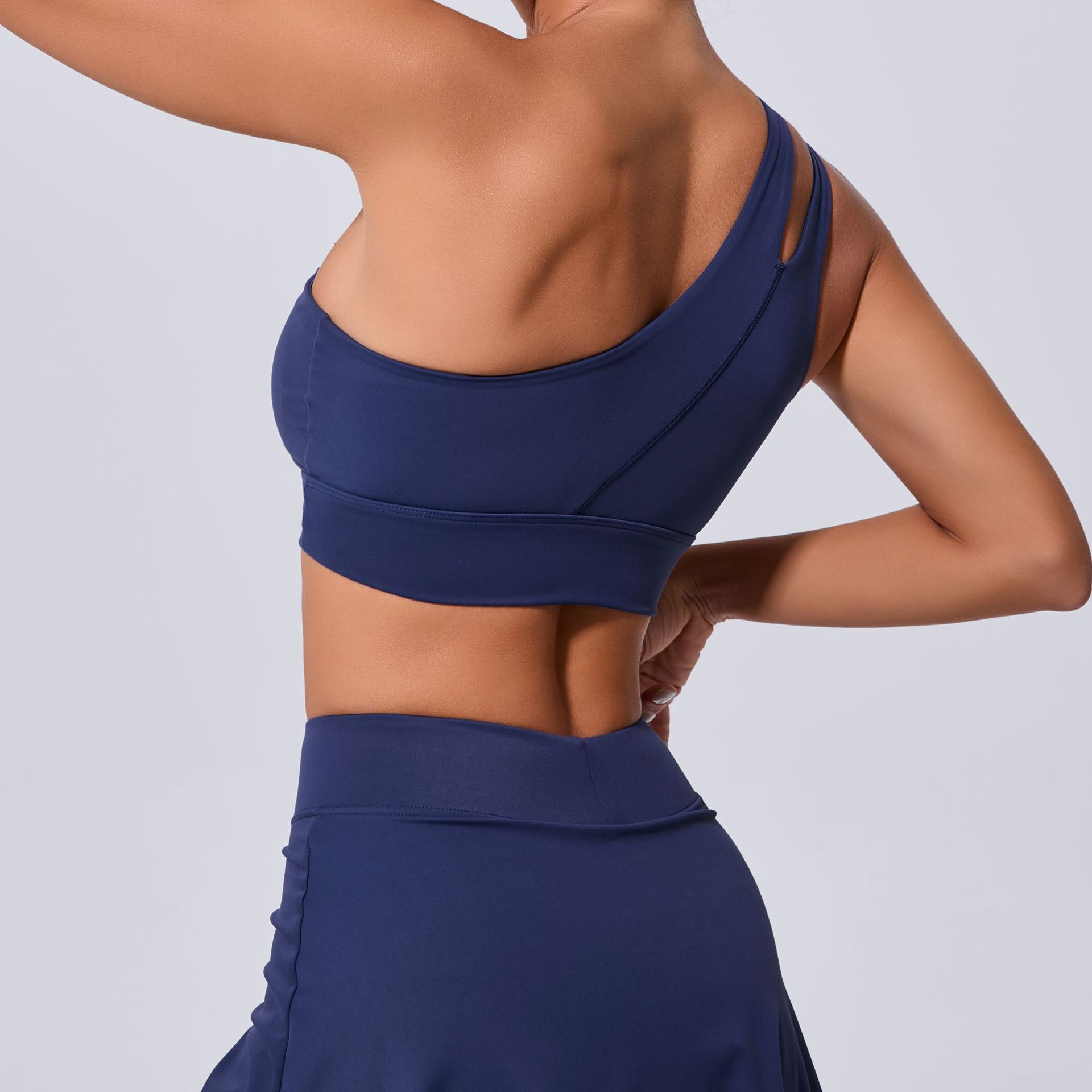 High Resilience One Shoulder Quick Dry Sports Gym Bra QS7006
