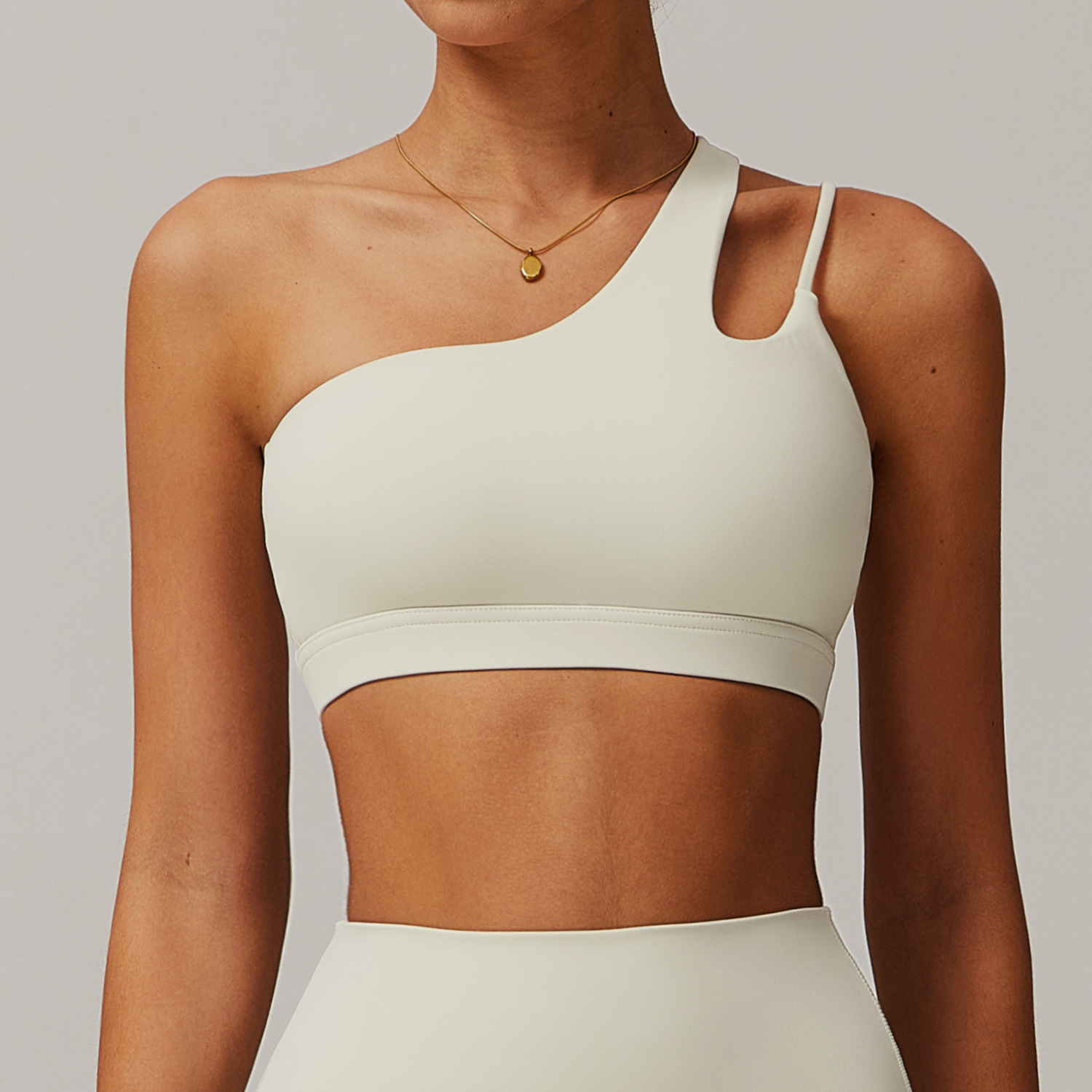 One Shoulder Soft Material Yoga Bra 6425