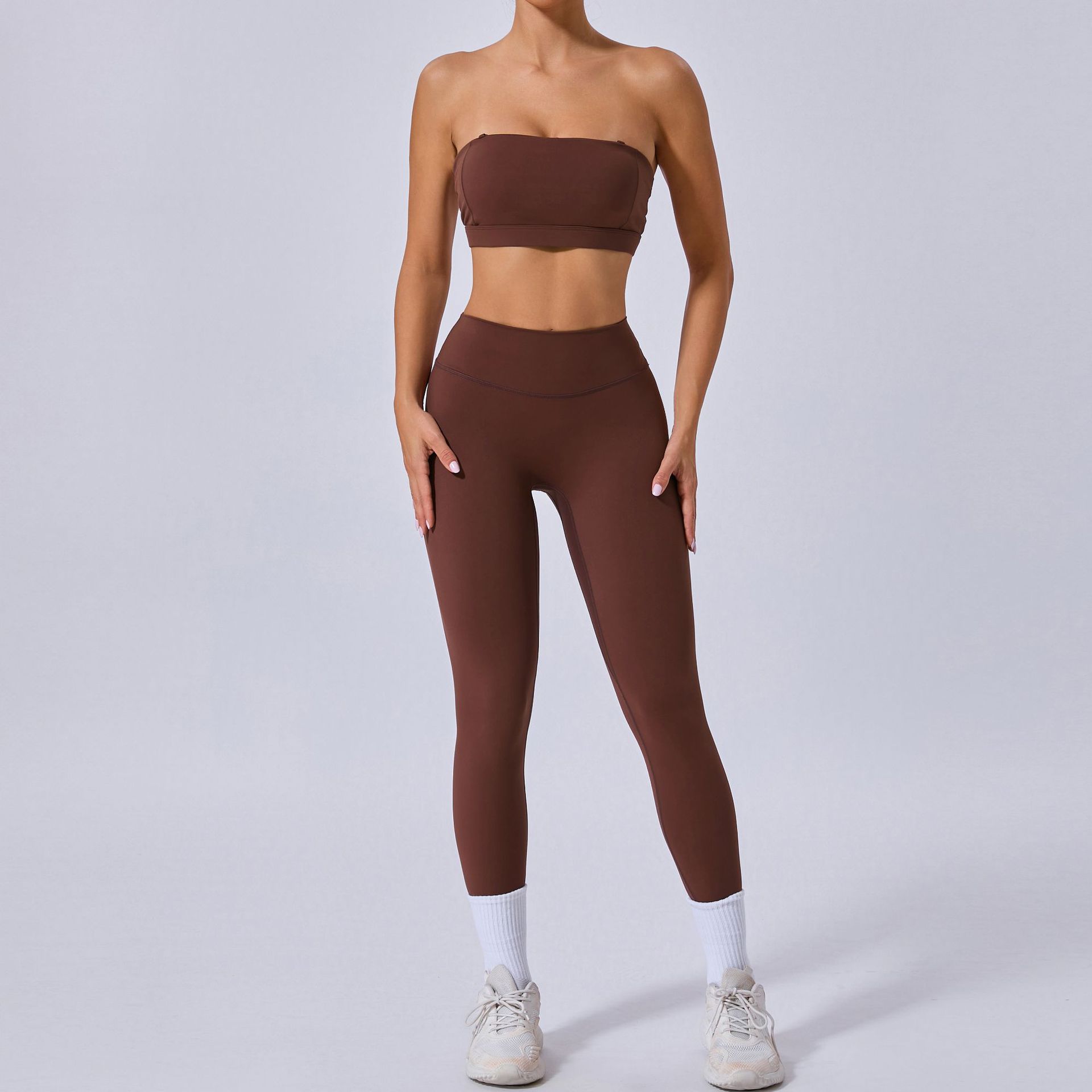 Brushed Tight Backless Sports Bra And Pants Suit  QS31462+13760