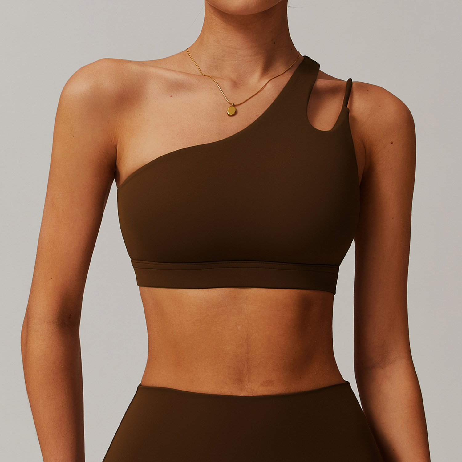 One Shoulder Soft Material Yoga Bra 6425