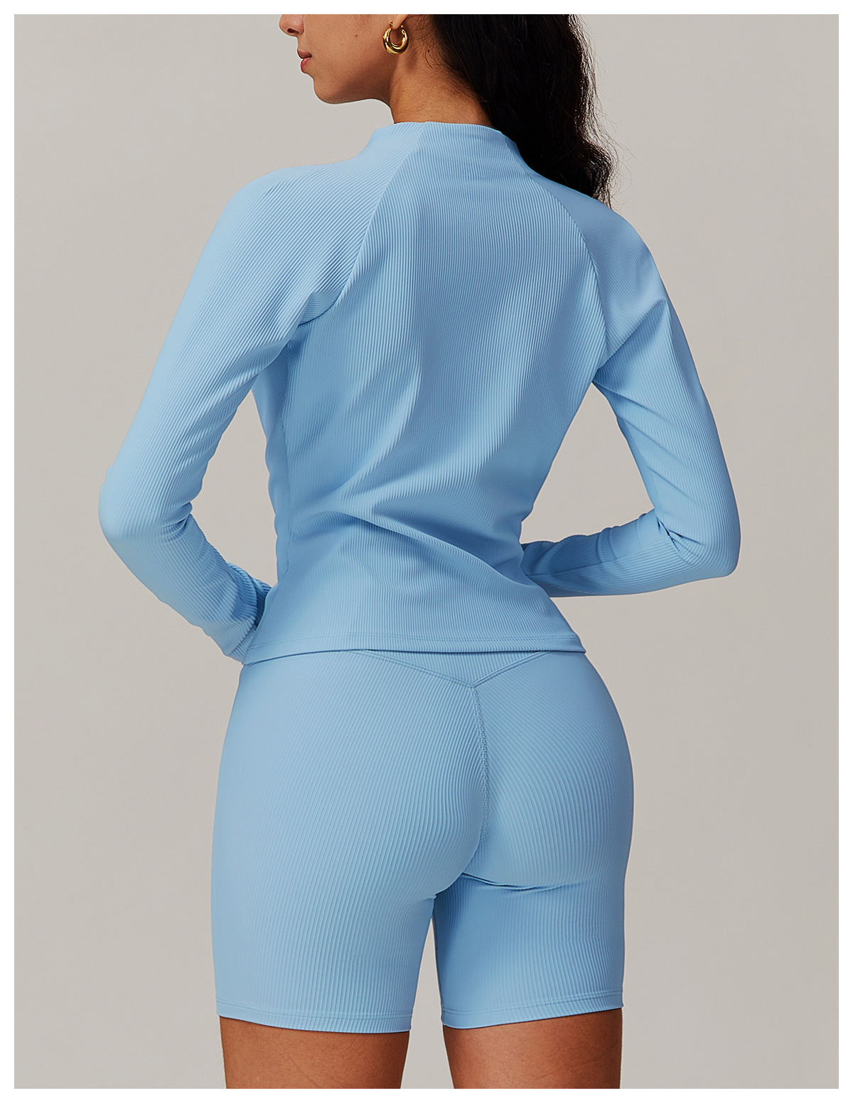Ribbed Zip Down Yoga Top 9018