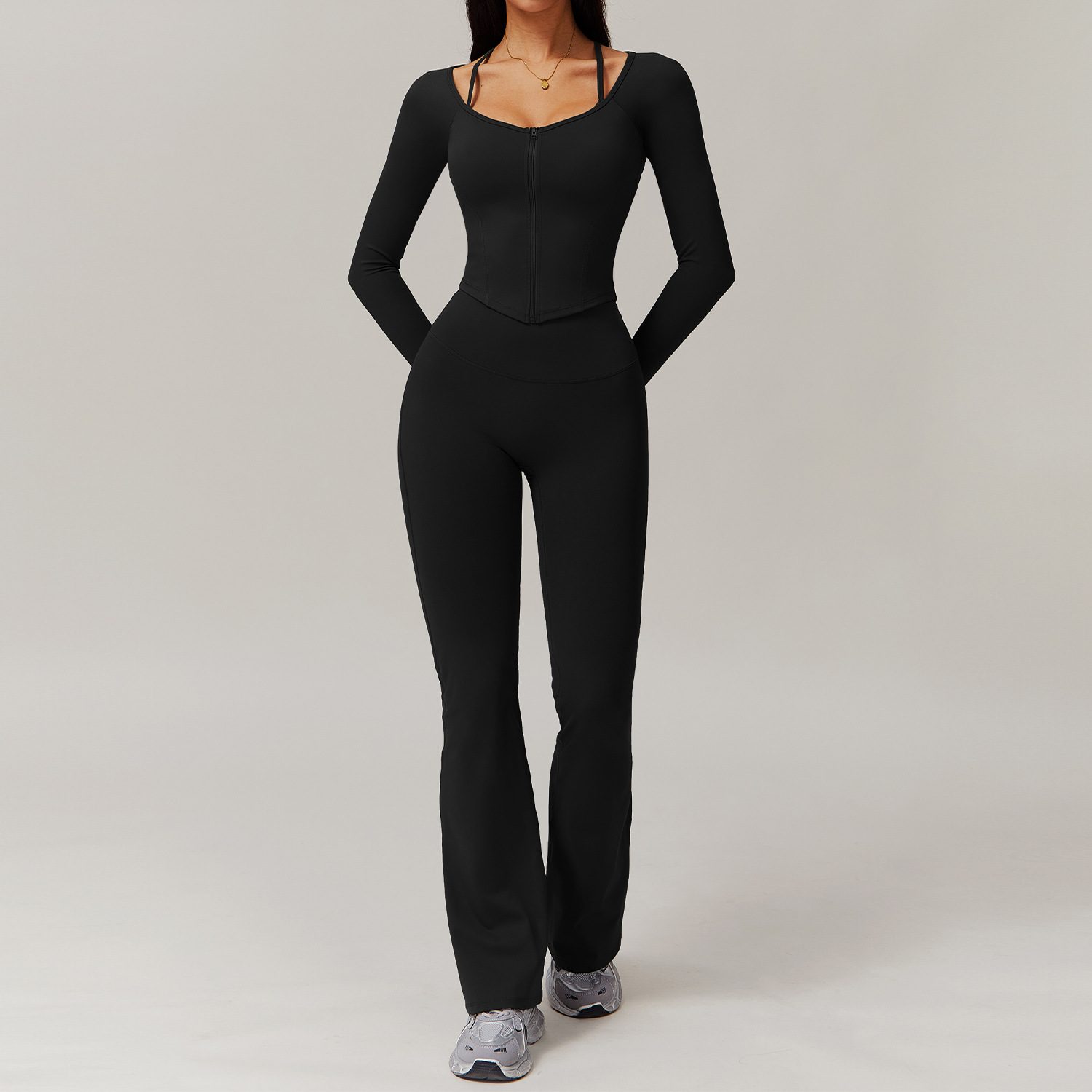 Soft Fabric Pleated Pockets Yoga Sets 4 Options 9139