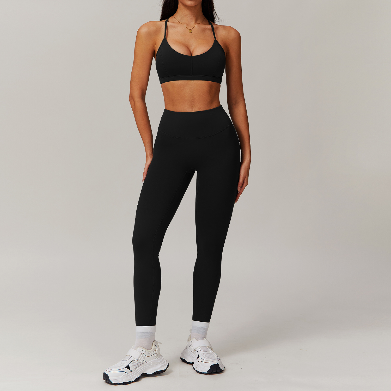 Soft Fabric Pleated Pockets Yoga Sets 4 Options 9139