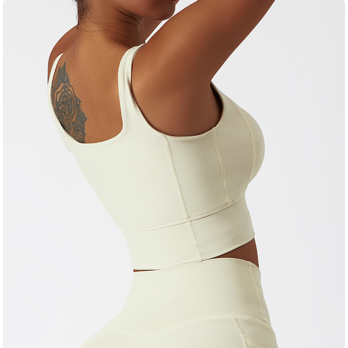Wide Hem & One Shoulder Soft Material Yoga Shorts Sets 6425