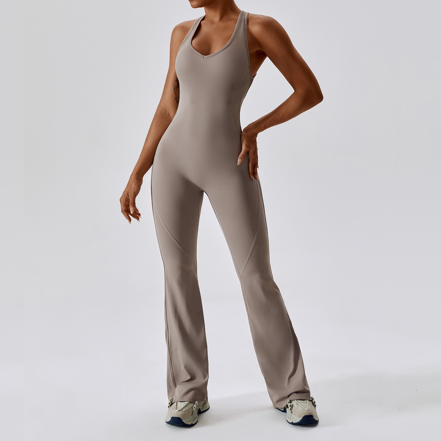 Soft Fabric Flare Jumpsuit 8117