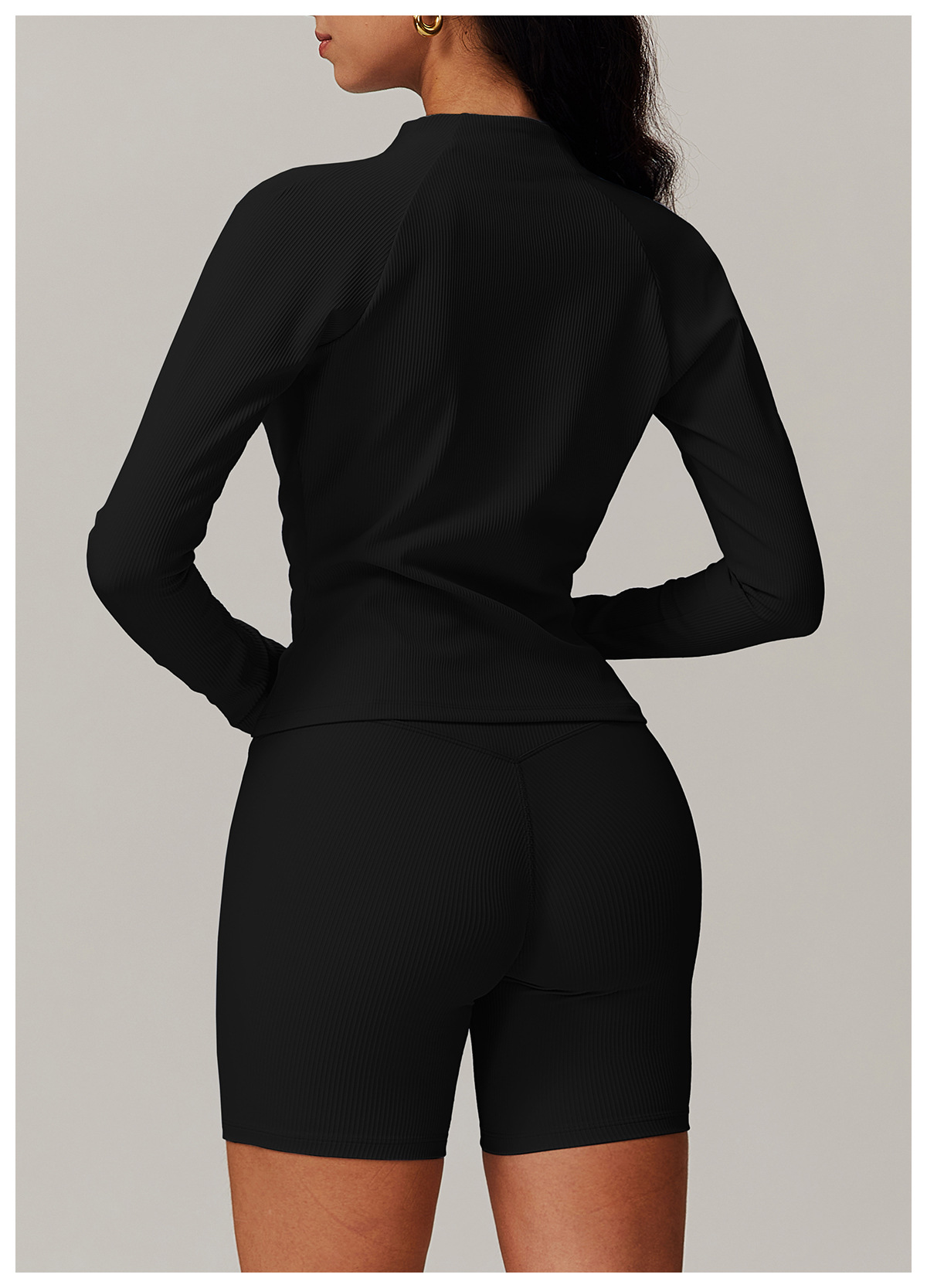 Ribbed Zip Down Yoga Top 9018