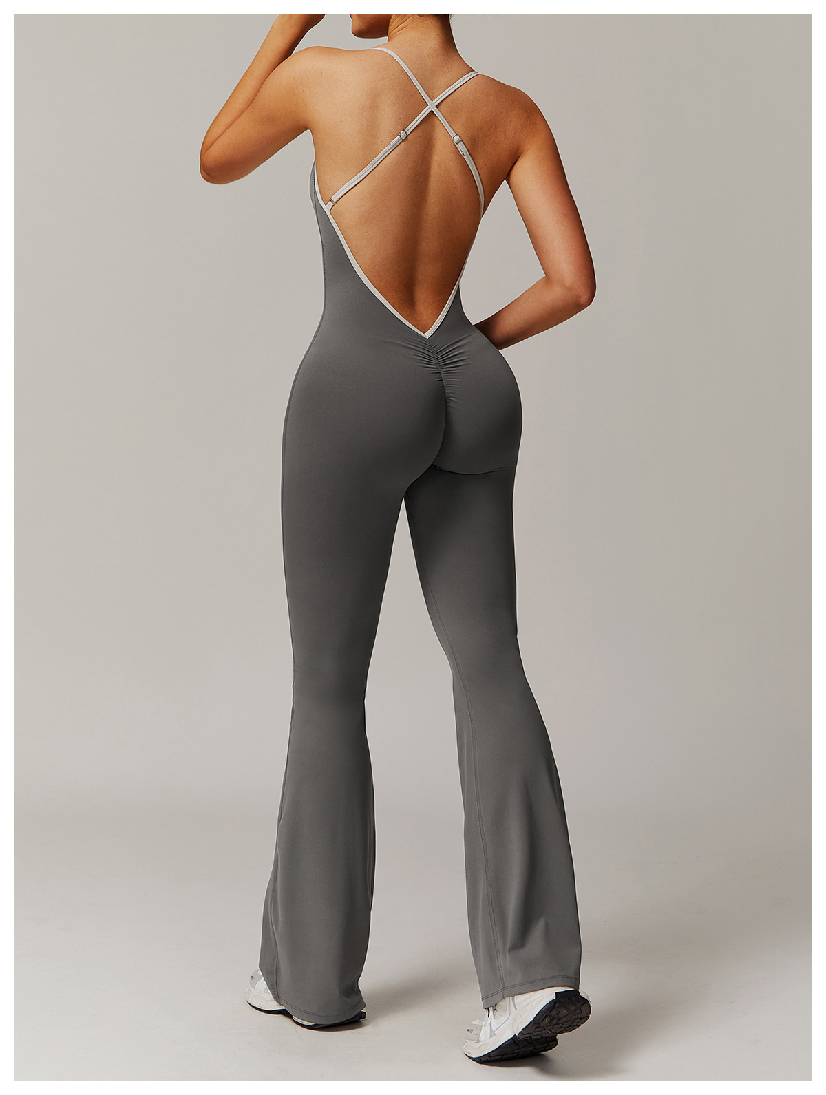 Soft Fabric Backless Flare Jumpsuit 3013