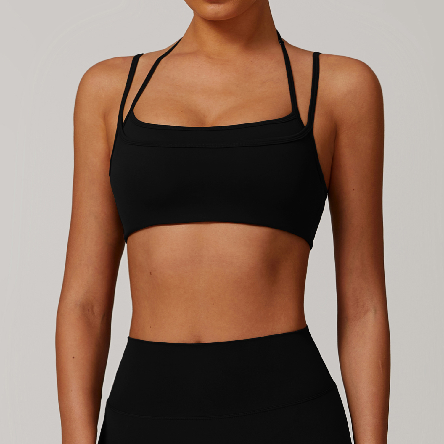 Soft Fabric Doublue Straps Yoga Bra 9000