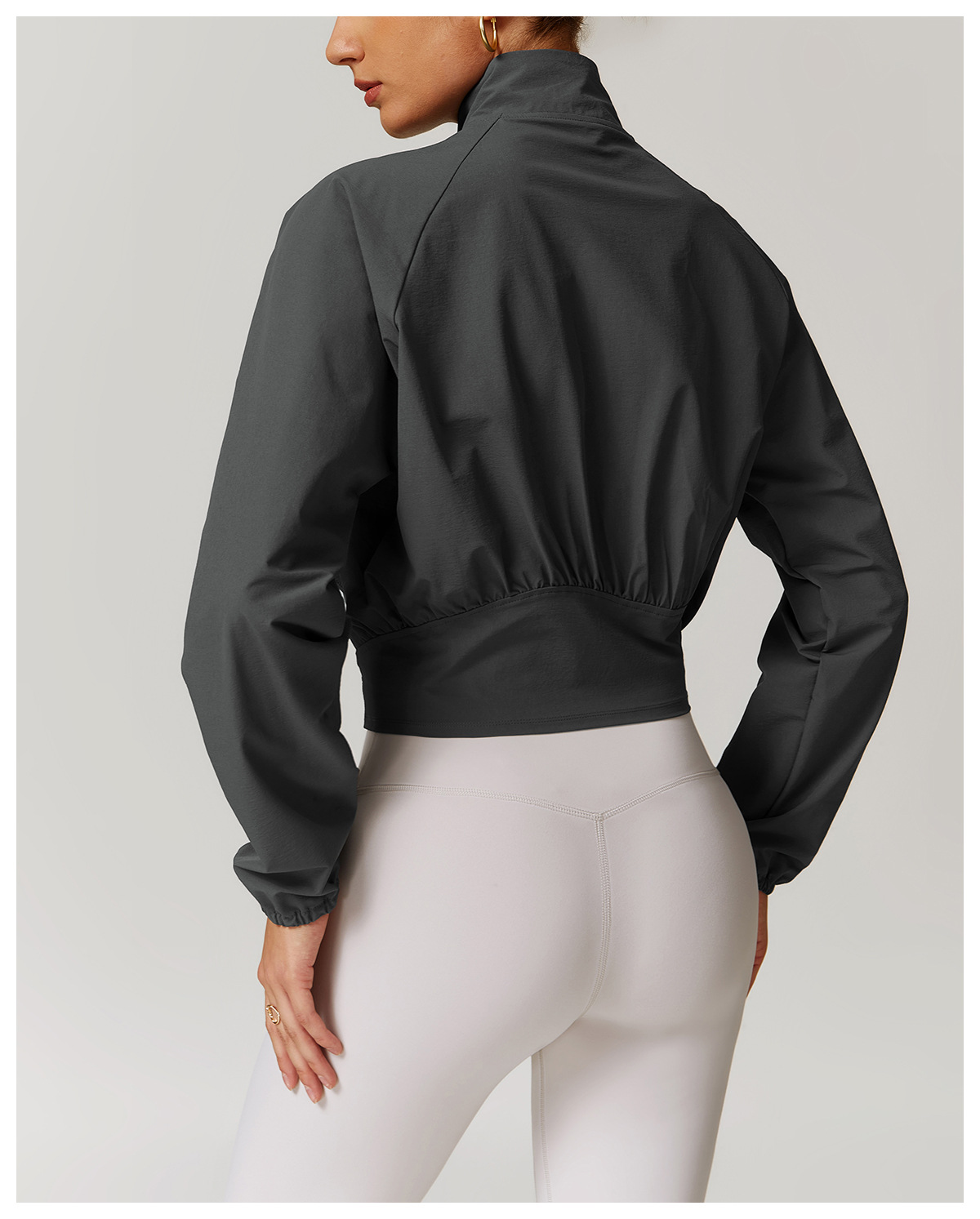 Quick Dry Zip Down Yoga Jacket with Side Pockects and Hidden Pockect 8945