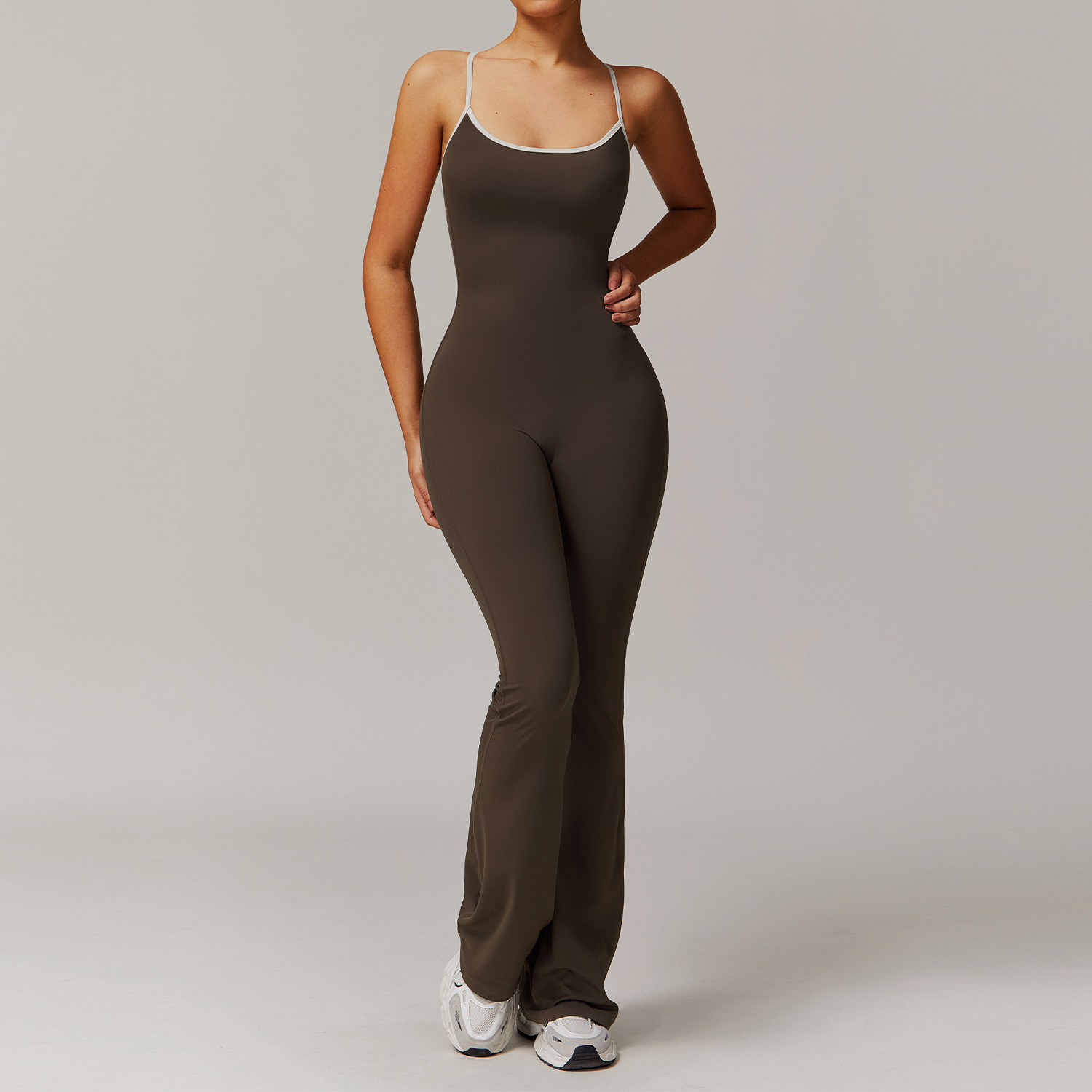 Soft Fabric Backless Flare Jumpsuit 3013
