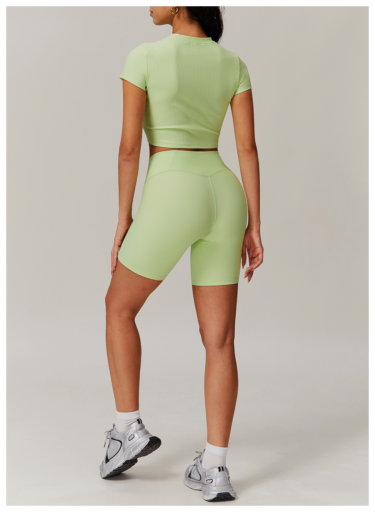 Long & Short Sleeves Ribbed Yoga Shorts Sets 3 Options 9018