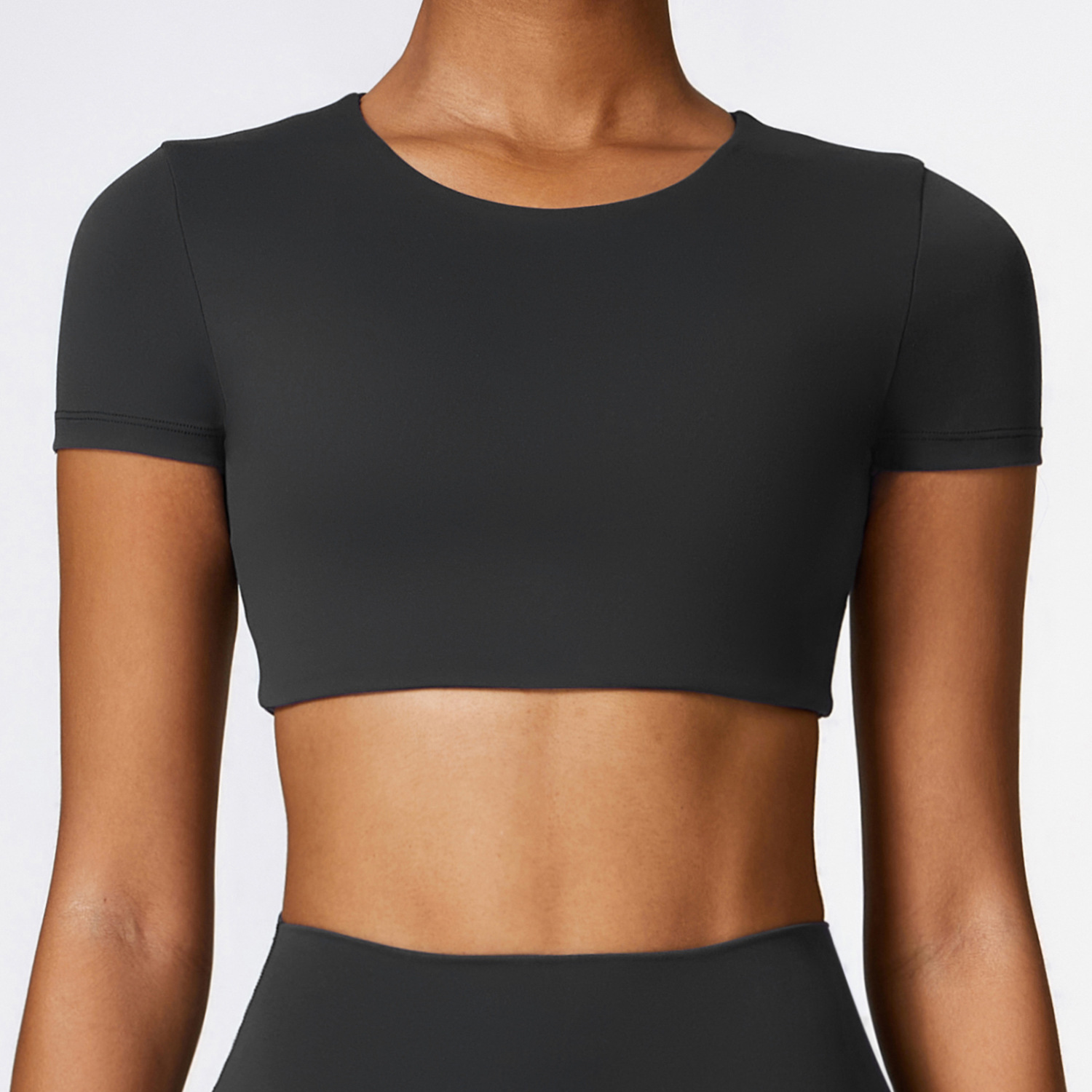Soft Fabric Short Sleeves Crop Yoga Top 8519