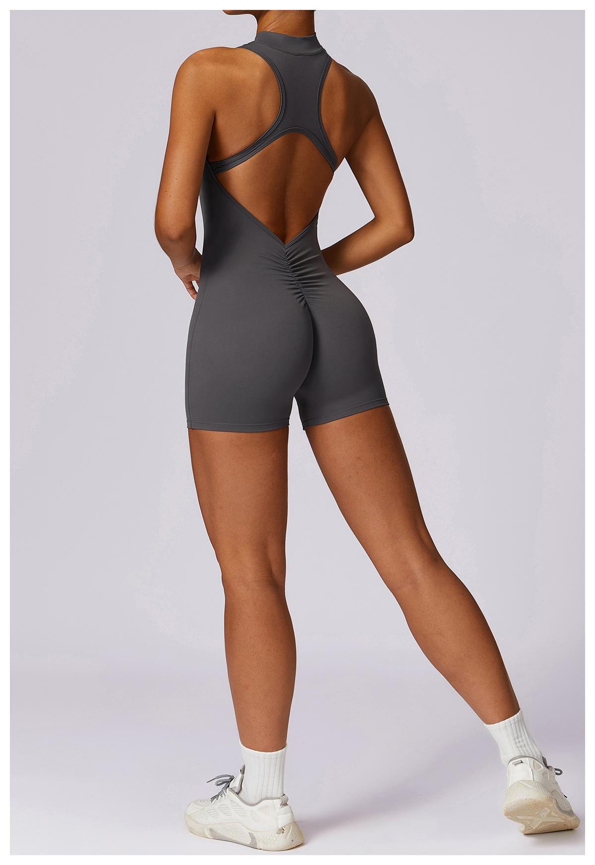 Soft Fabric Zip Down Scrunch Romper 8594