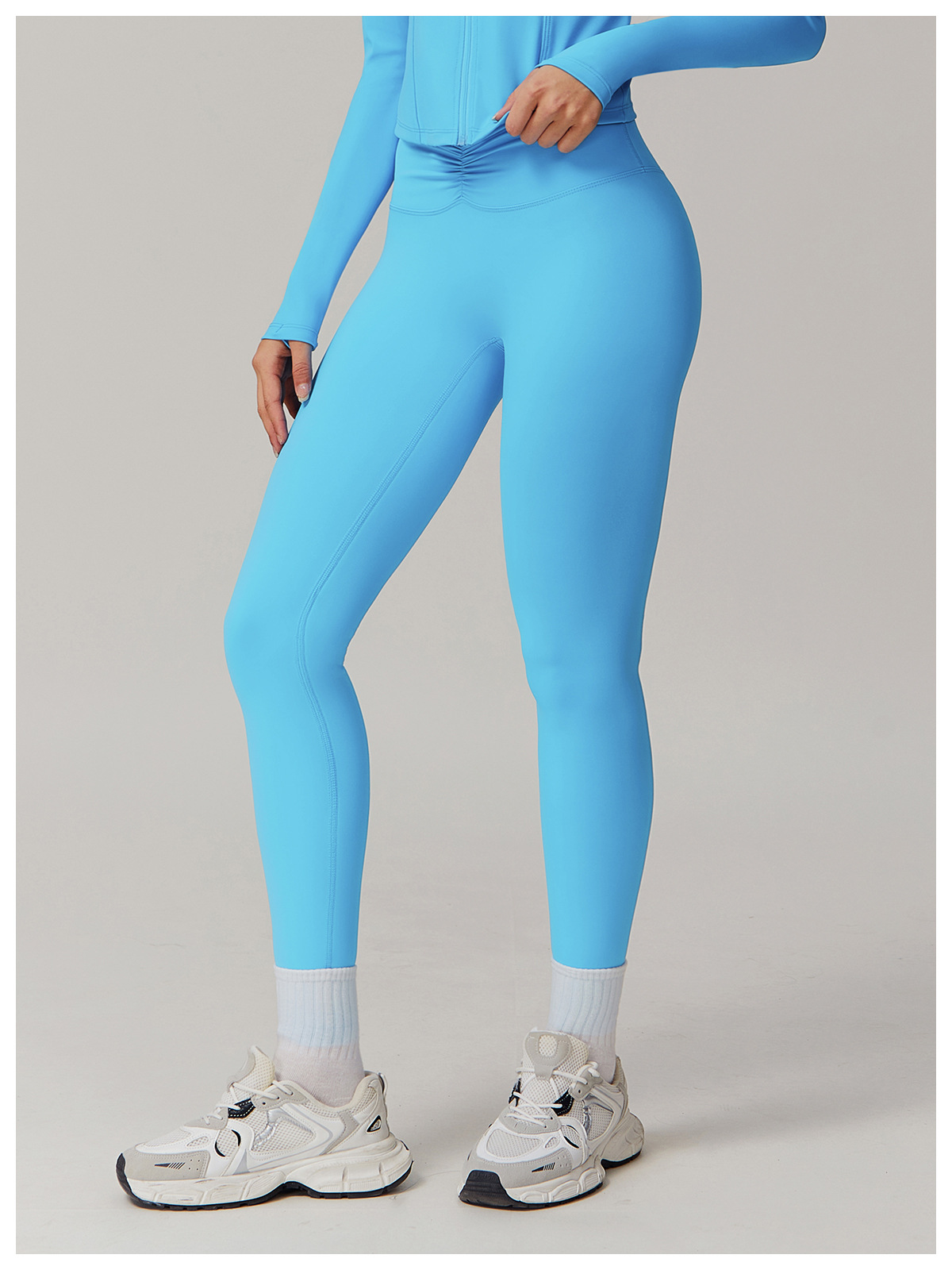 Soft Fabric Twist Pleats Yoga Leggings 9141