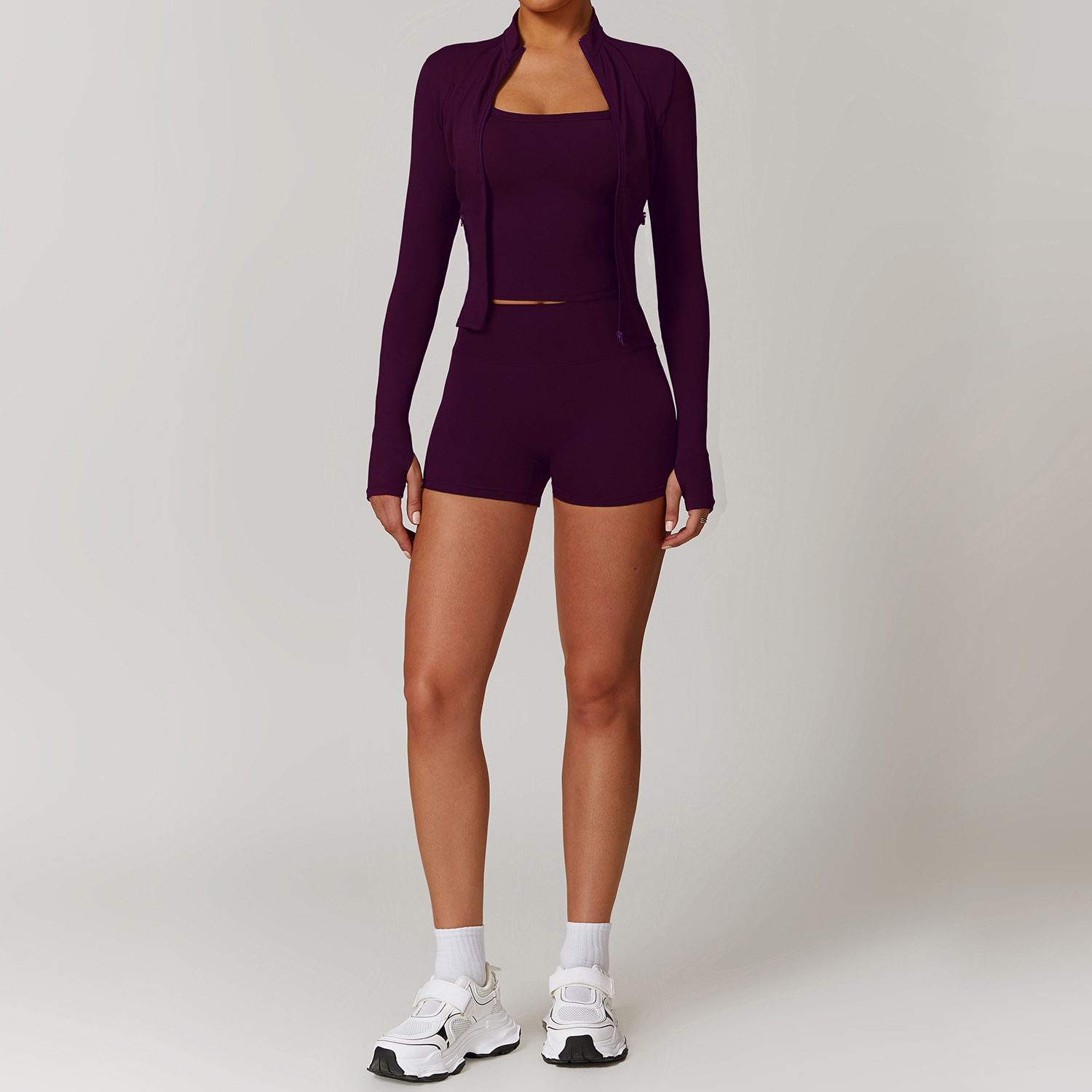 Soft Fabirc Asymmetric Yoga Shorts Sets 3 Options 9000