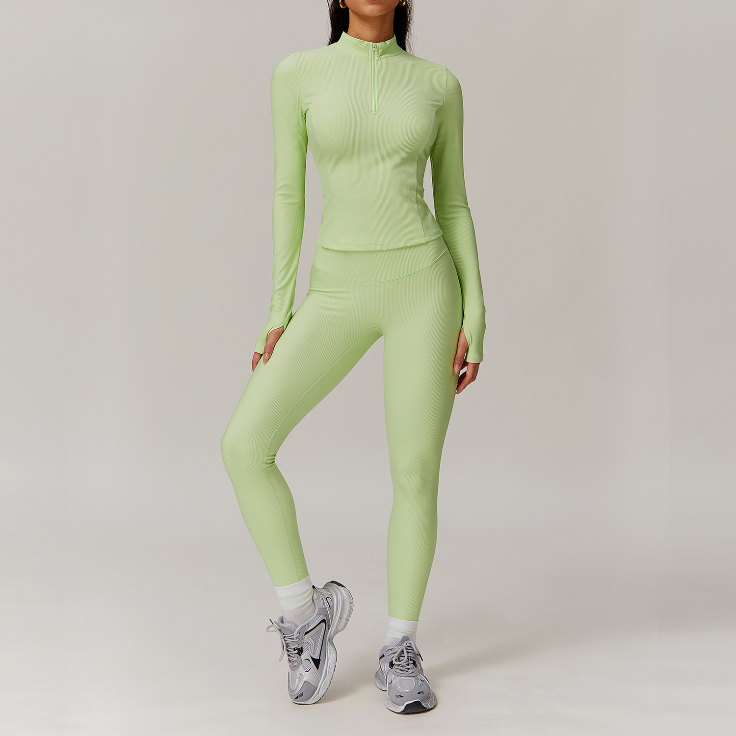 Long & Short Sleeves Ribbed Yoga Sets 3 Options 9018
