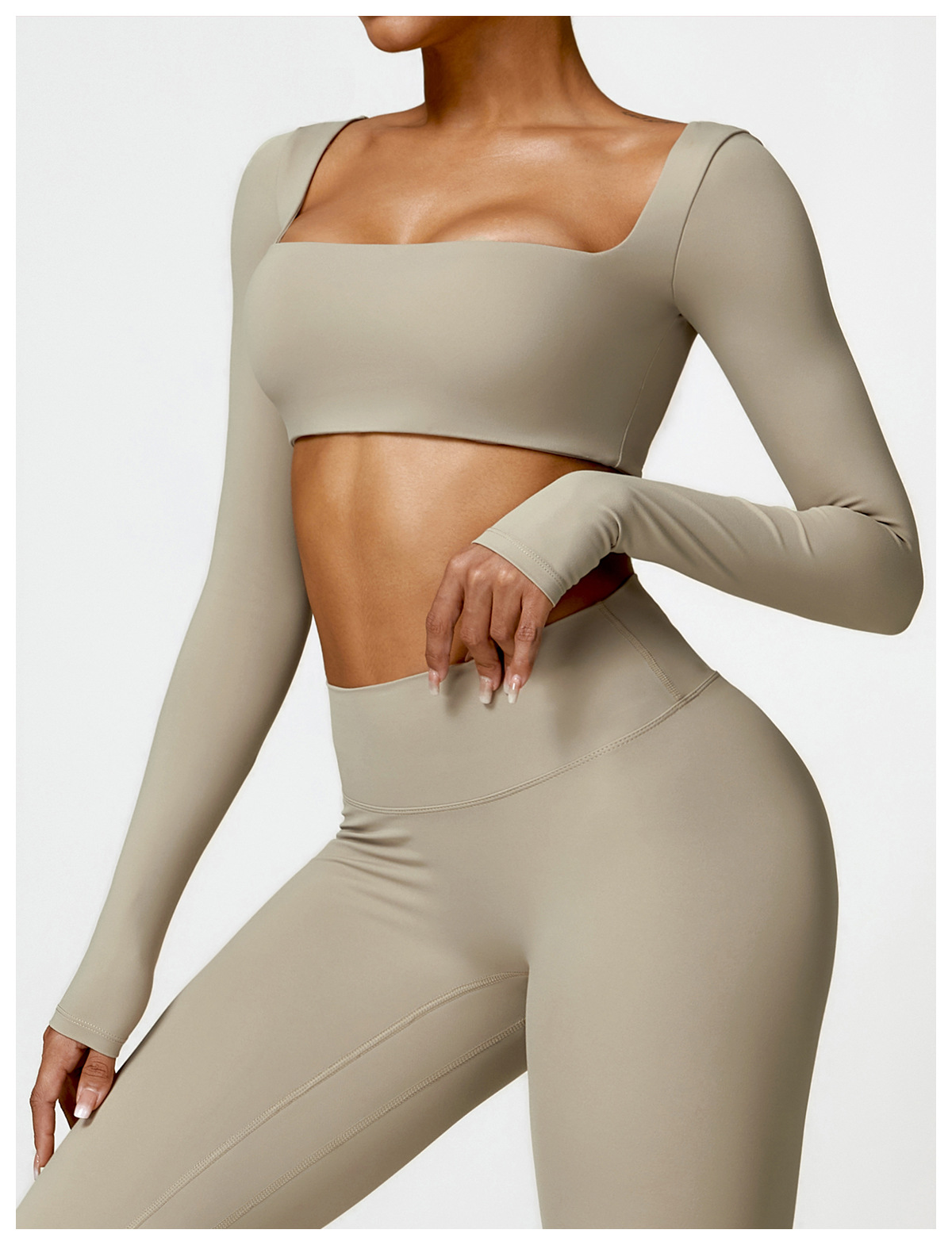 Soft Fabric Long Sleeve Crop Yoga Top 8518