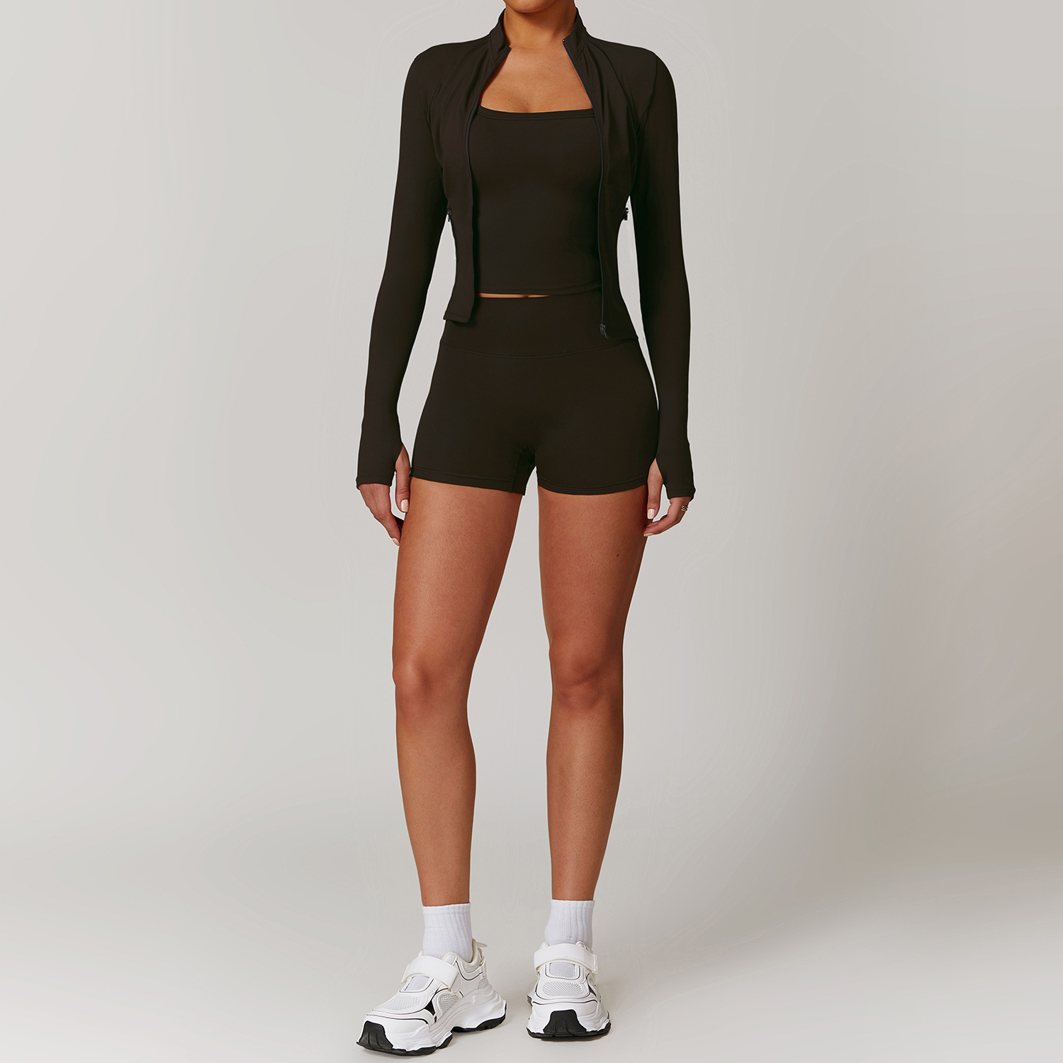 Soft Fabirc Asymmetric Yoga Shorts Sets 3 Options 9000