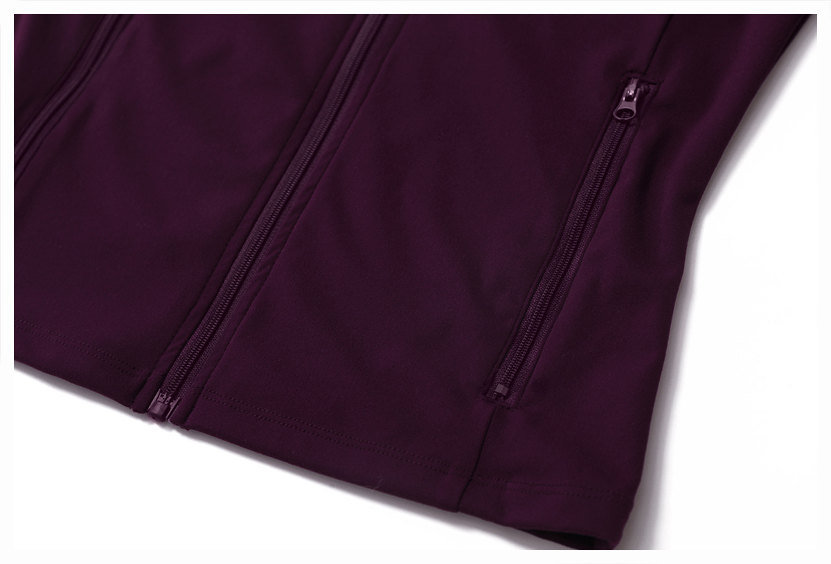 Soft Fabric Zip Down Yoga Top With Zipper Pockects 9000