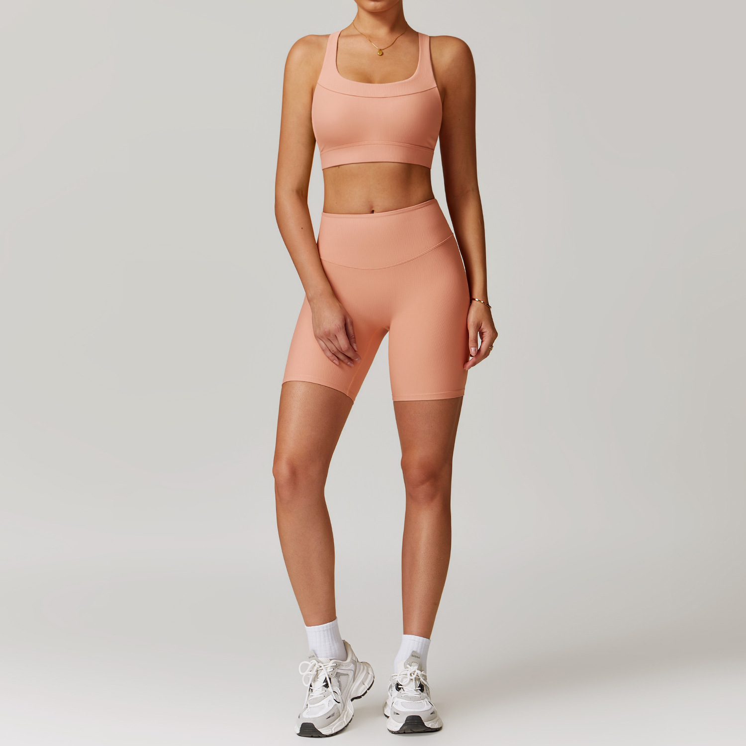 Curved Waist Ribbed Yoga Sets 2 Options 8883
