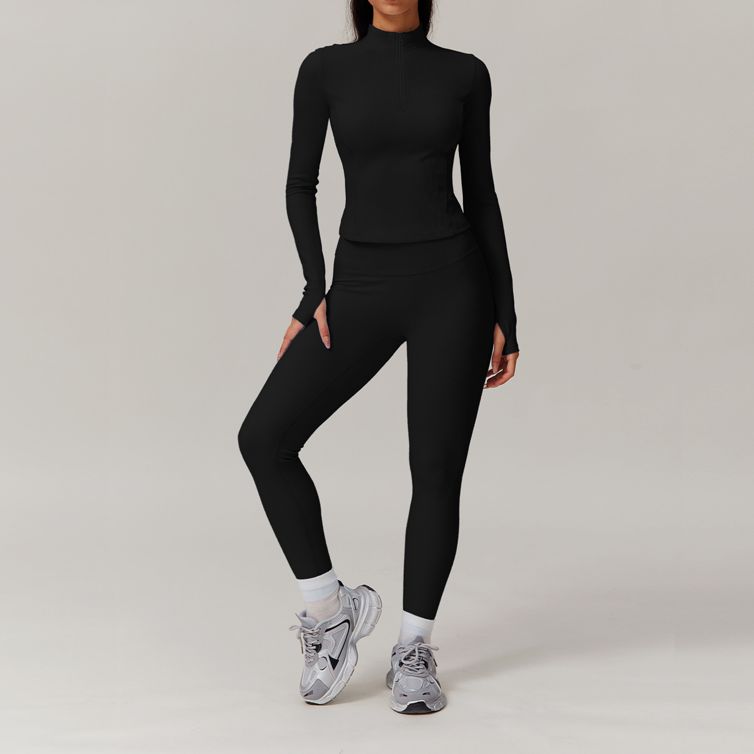 Long & Short Sleeves Ribbed Yoga Sets 3 Options 9018