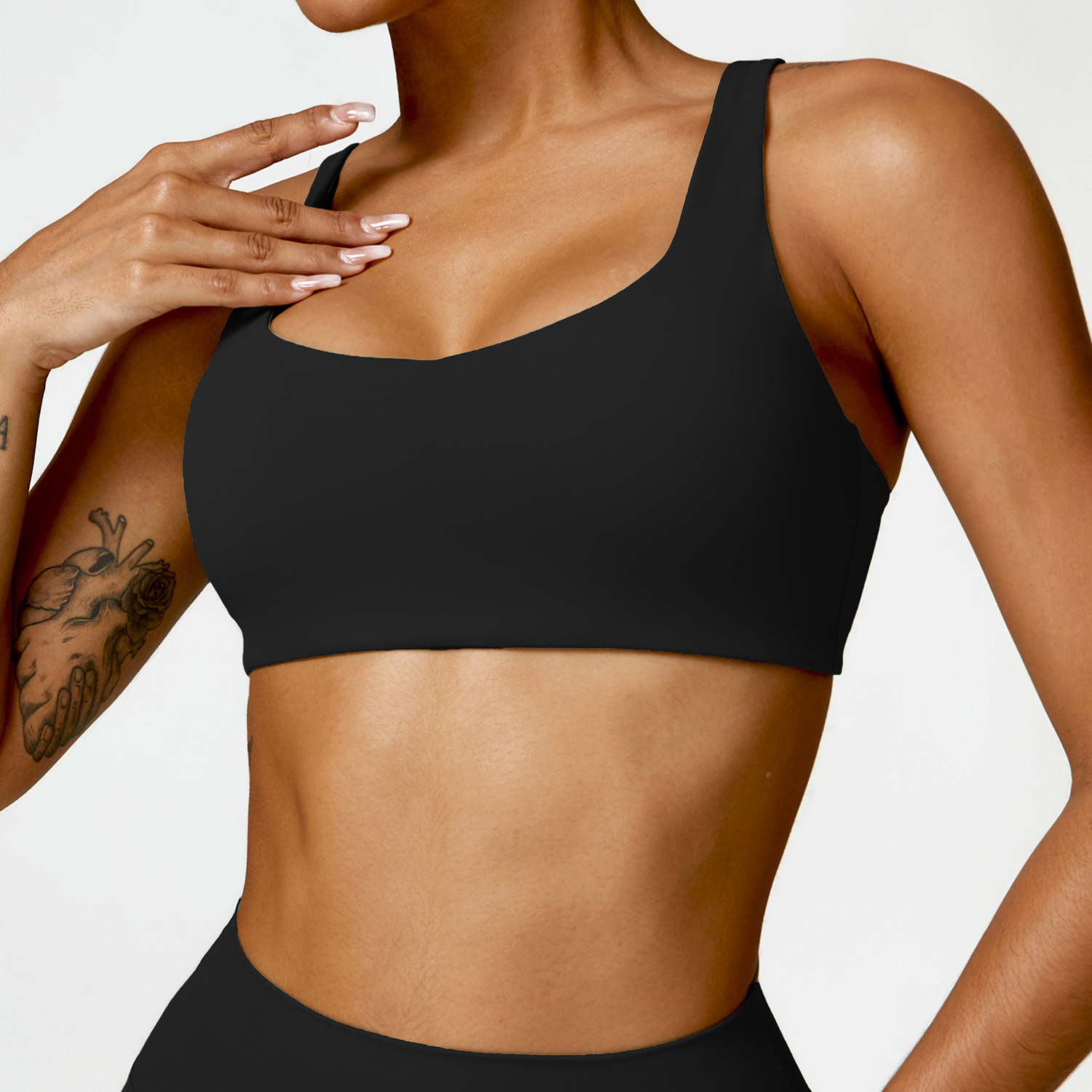 Soft Fabric Double Straps Crop Yoga Bra 8518