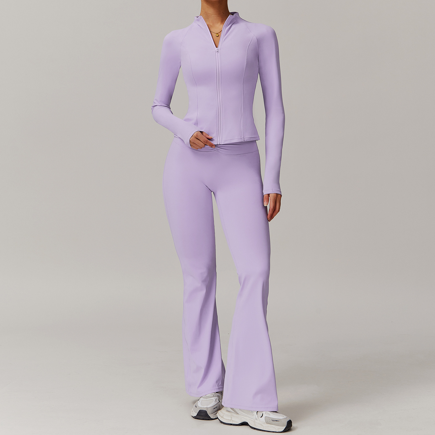 Soft Fabric Twist Pleats Flare Yoga Sets 6 Options 9141