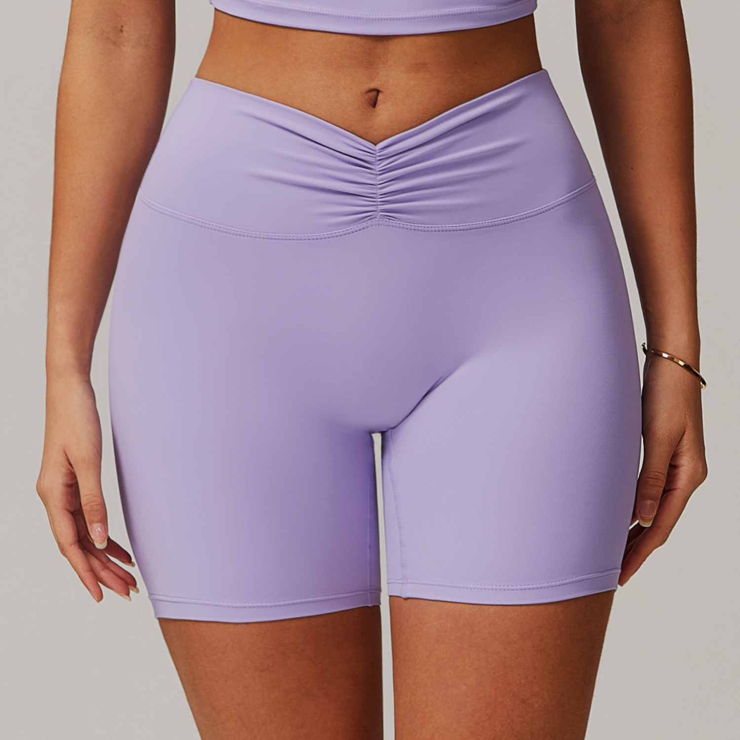 Soft Fabric Twist Pleats Yoga Shorts 9141
