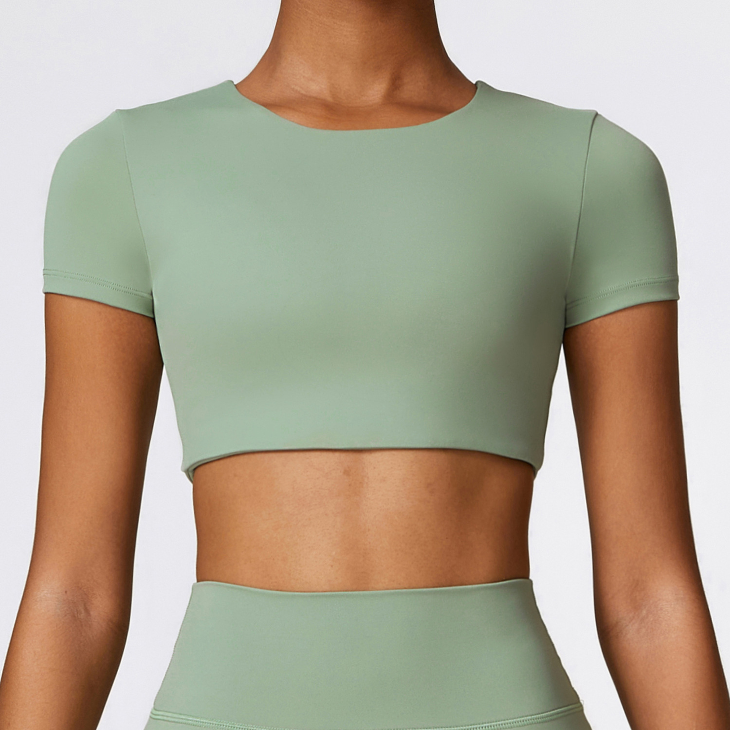 Soft Fabric Short Sleeves Crop Yoga Top 8519