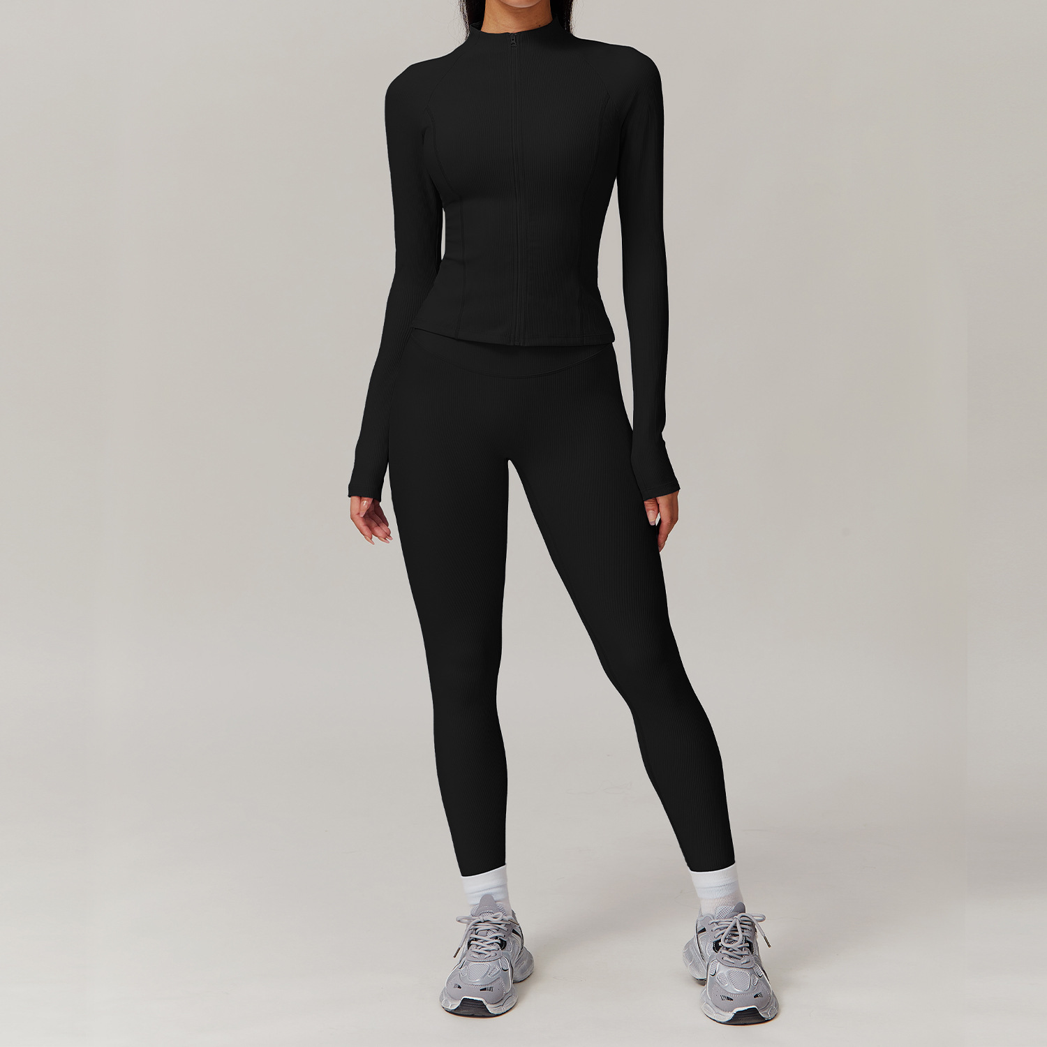 Long & Short Sleeves Ribbed Yoga Sets 3 Options 9018