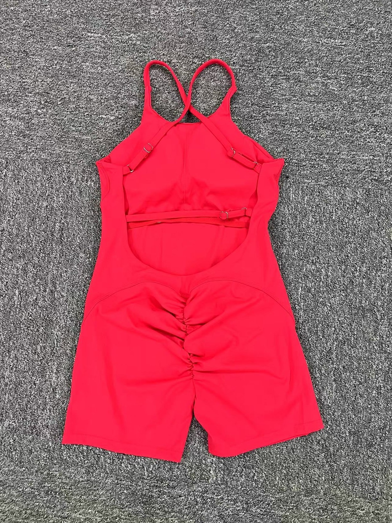Solid Color Cross Back Sports Jumpsuit QS41720