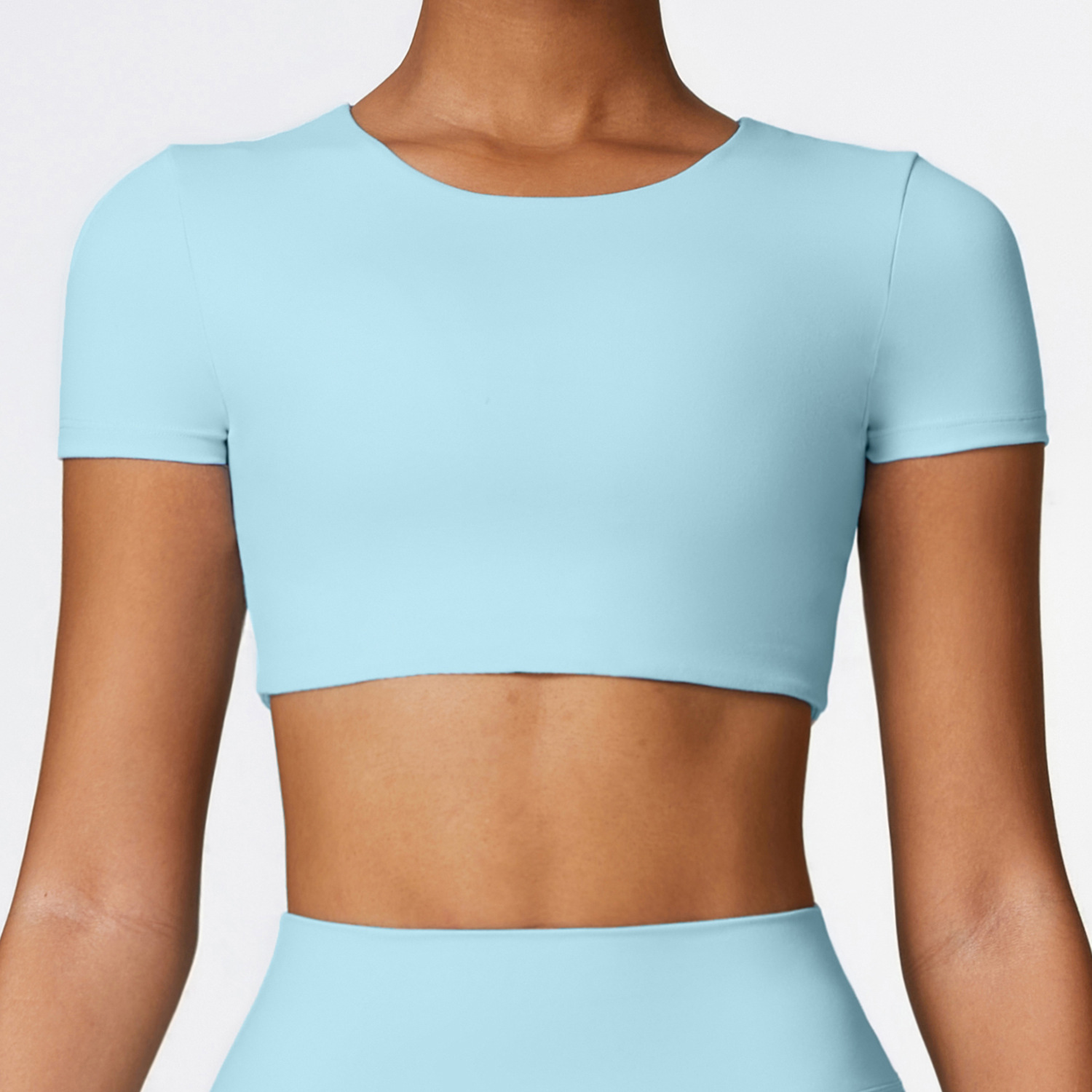 Soft Fabric Short Sleeves Crop Yoga Top 8519