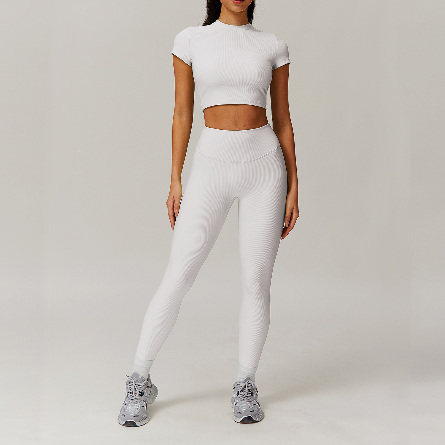Long & Short Sleeves Ribbed Yoga Sets 3 Options 9018