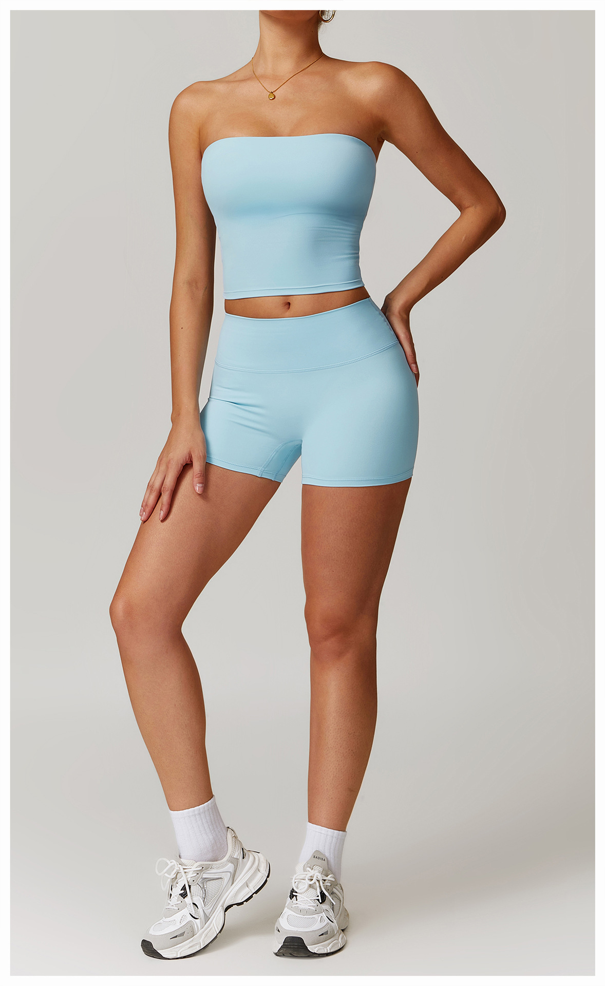 Classic Soft Fabirc Brushed Yoga Shorts Sets 2 Options 8886