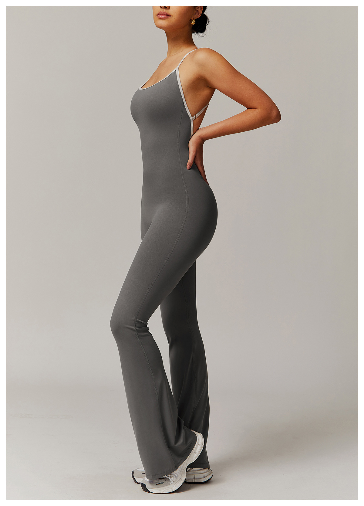 Soft Fabric Backless Flare Jumpsuit 3013