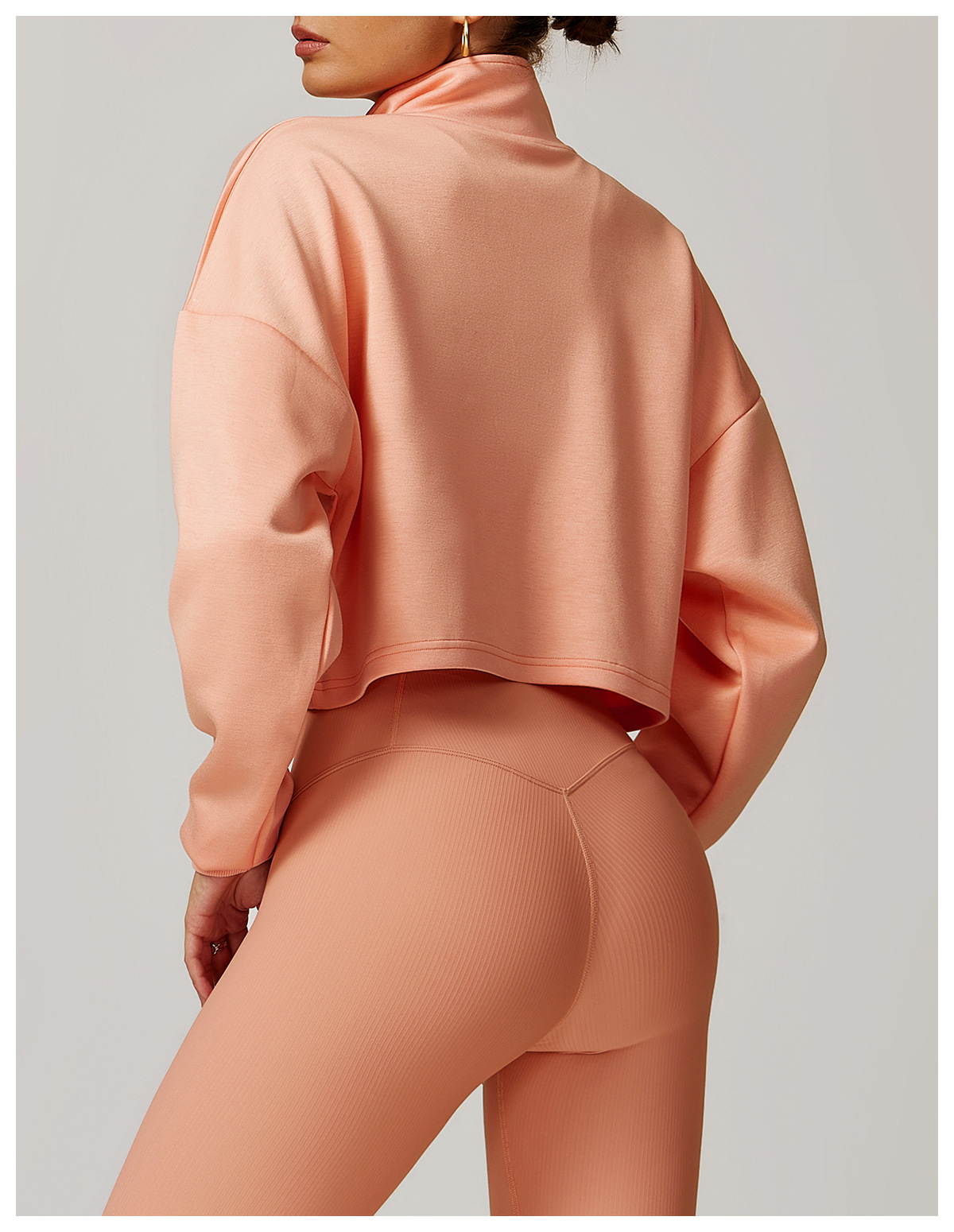 Stand Collar Loose Crop Yoga Top 8883