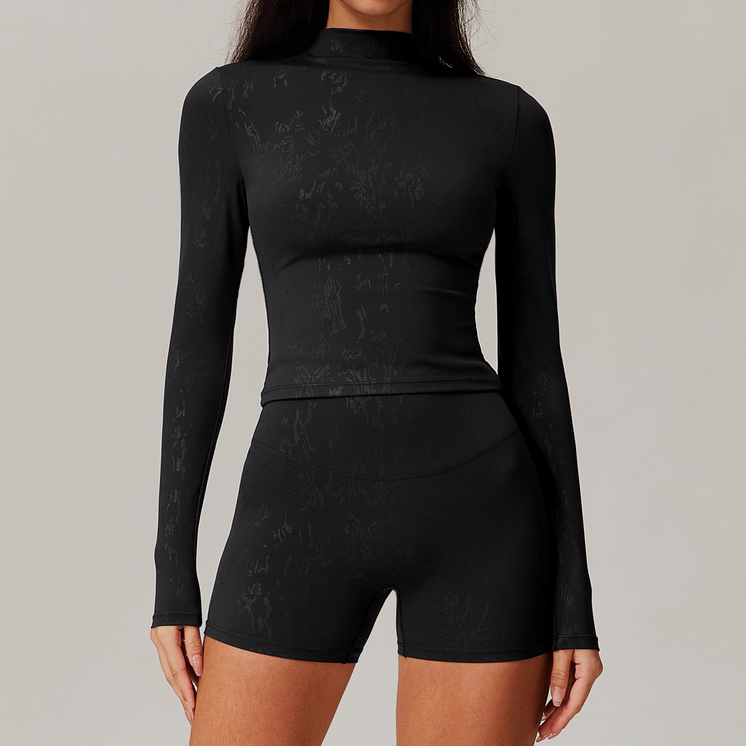 Hot Stamping Soft Fabric Long Sleeve Yoga Top 9140