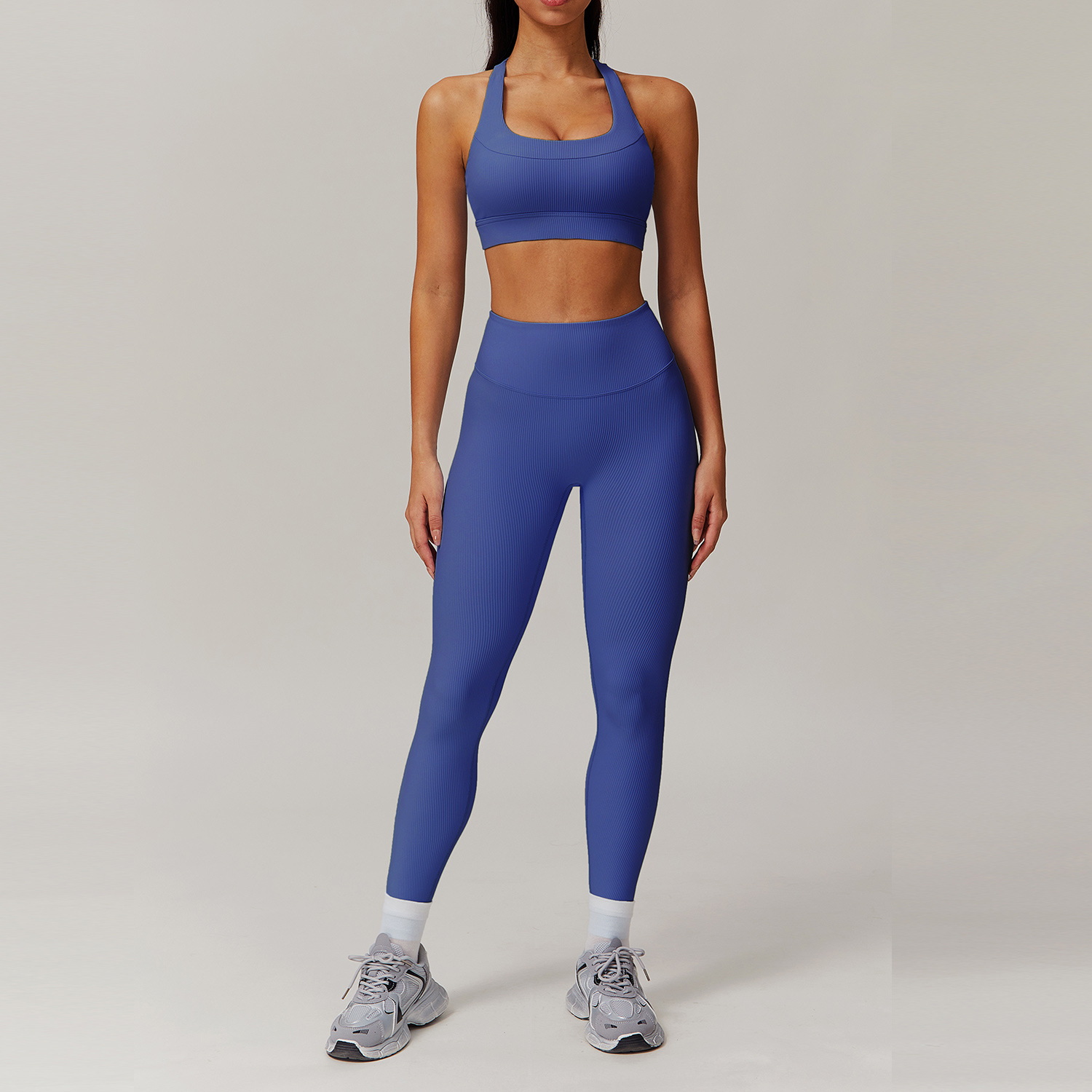 Curved Waist Ribbed Yoga Sets 2 Options 8883