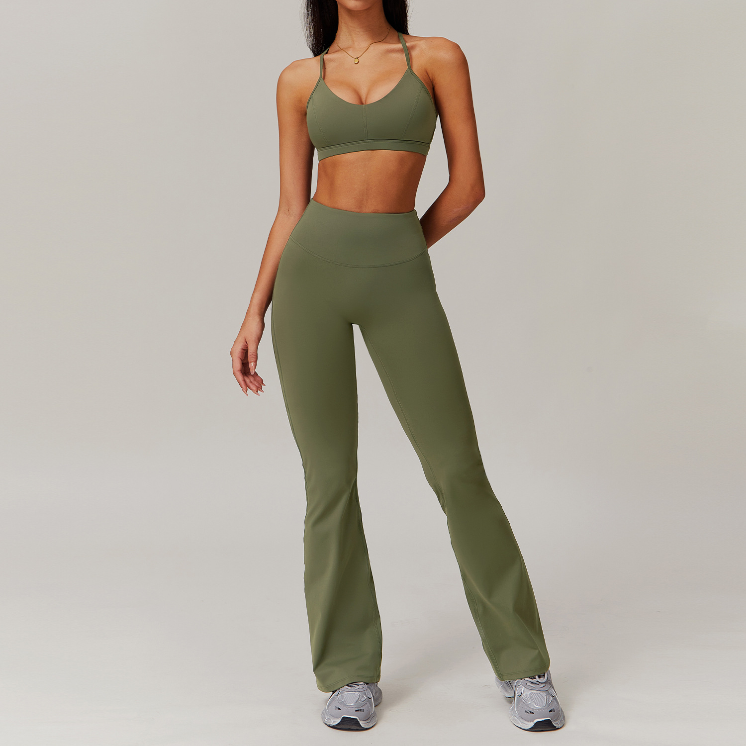 Soft Fabric Pleated Pockets Yoga Sets 4 Options 9139